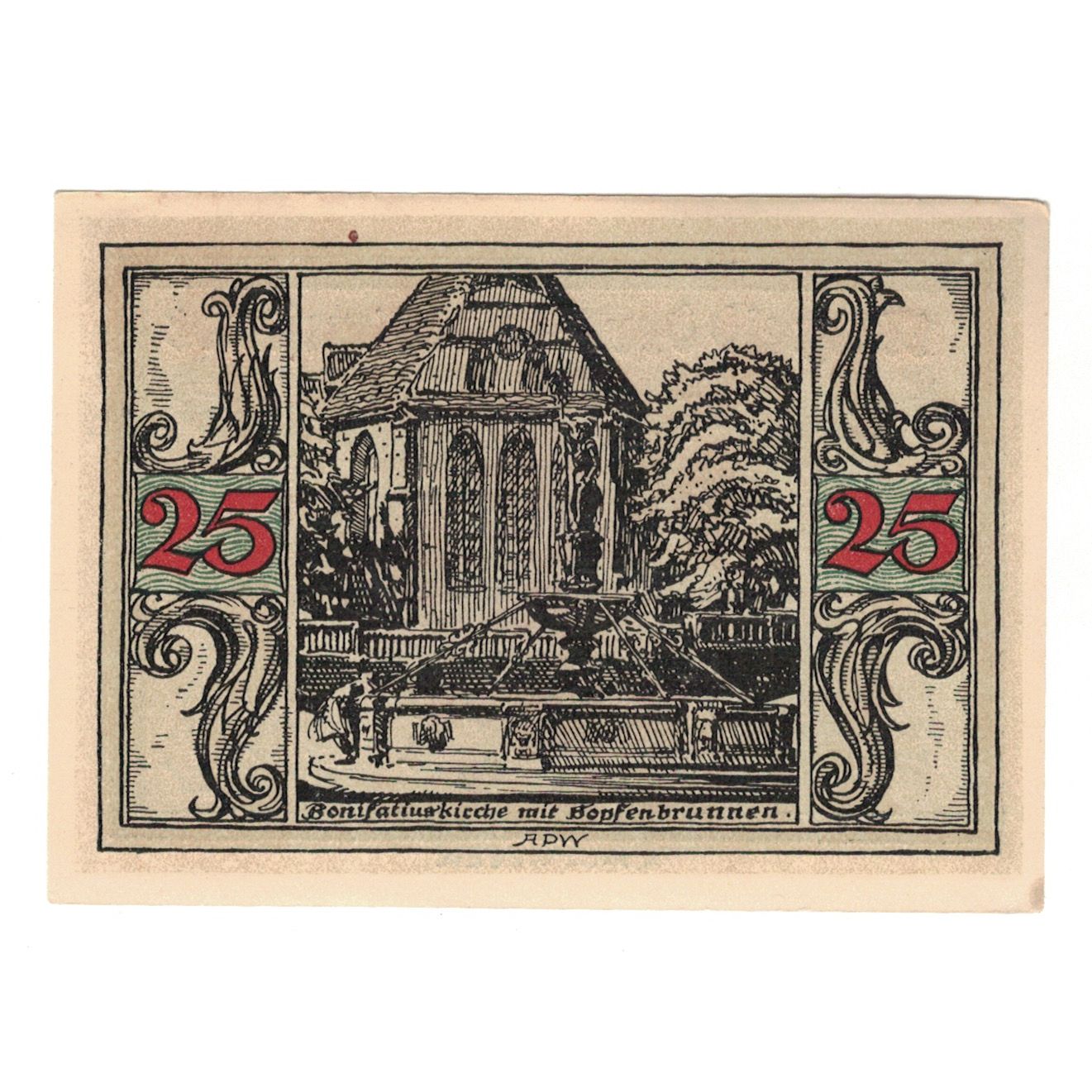 Banknot, Niemcy, Arnstadt Stadt, 25 Pfennig, Fontaine 2, 1921, AU(55-58)
