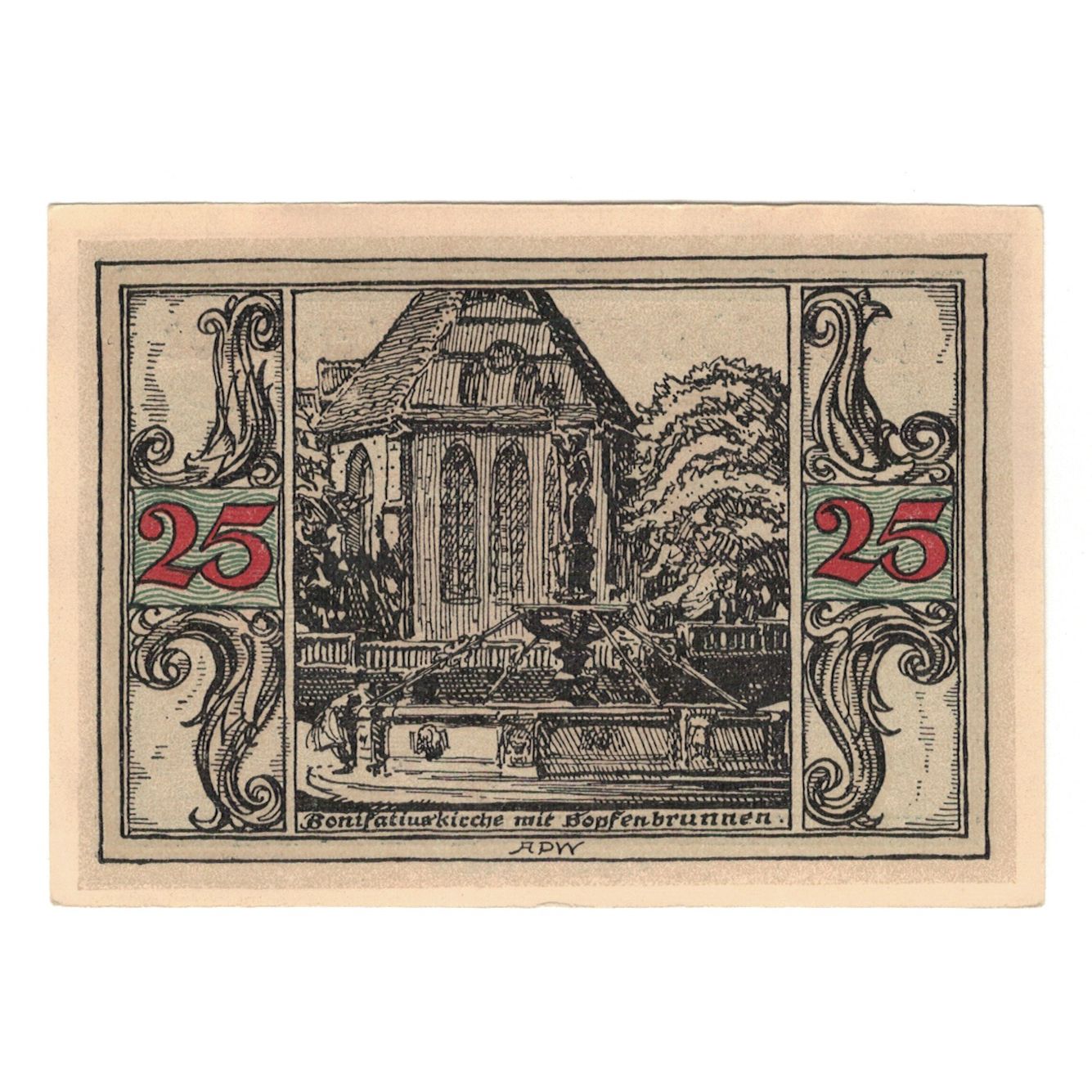 Banknote, Germany, Arnstadt Stadt, 25 Pfennig, Fontaine 3, 1921, AU(55-58)