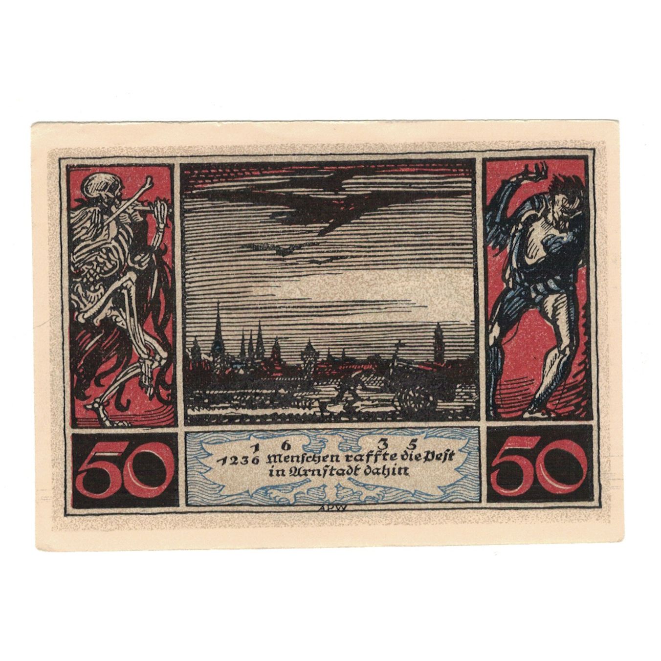 Banknot, Niemcy, Arnstadt Stadt, 50 Pfennig, village, 1921, AU(55-58), Mehl:43.2