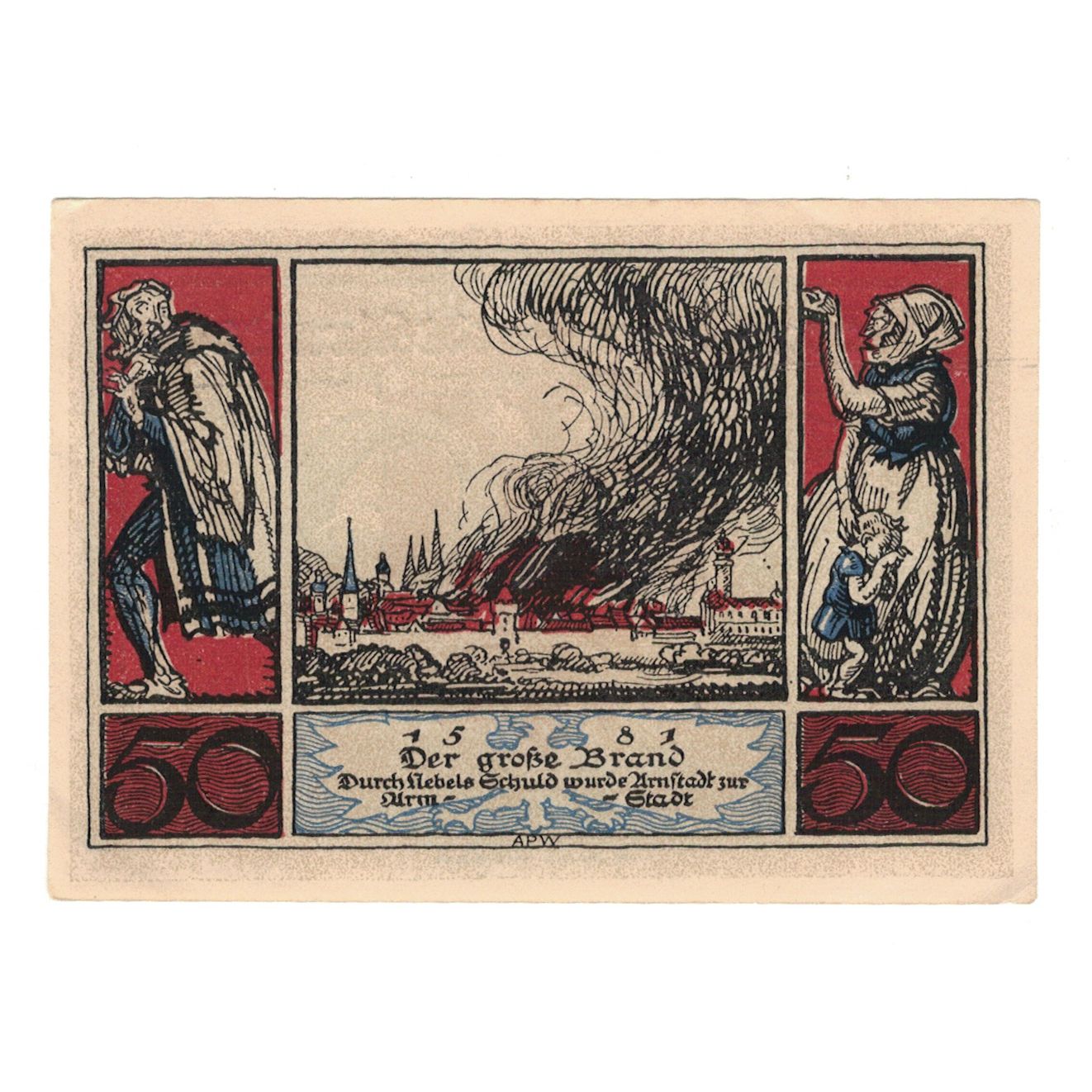 Banknot, Niemcy, Arnstadt Stadt, 50 Pfennig, feu, 1921, AU(55-58), Mehl:43.2