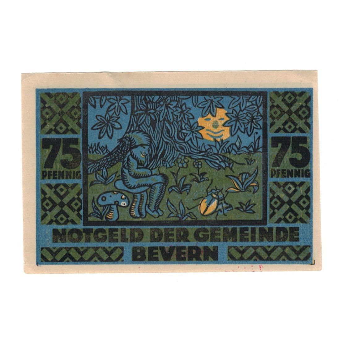 Banconote, Germania, Bevern Gemeinde, 75 Pfennig, paysage, 1921, 1921-12-31