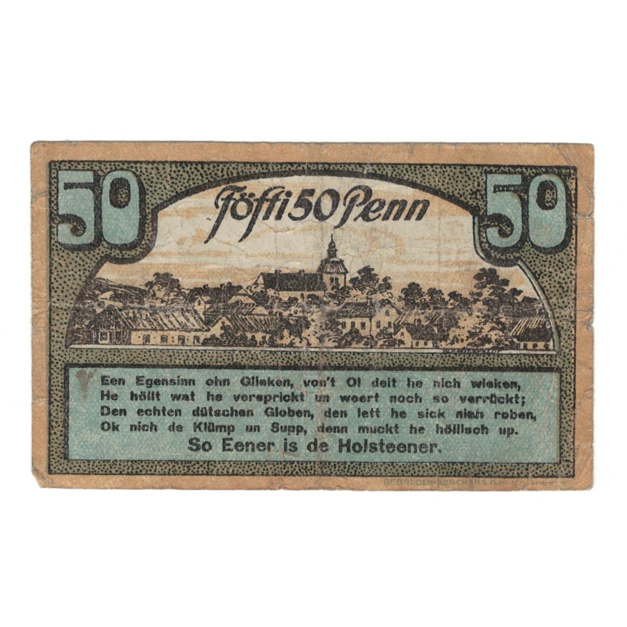 Geldschein, Deutschland, Ahrensbök Stadt, 50 Pfennig, paysage, 1920, VZ