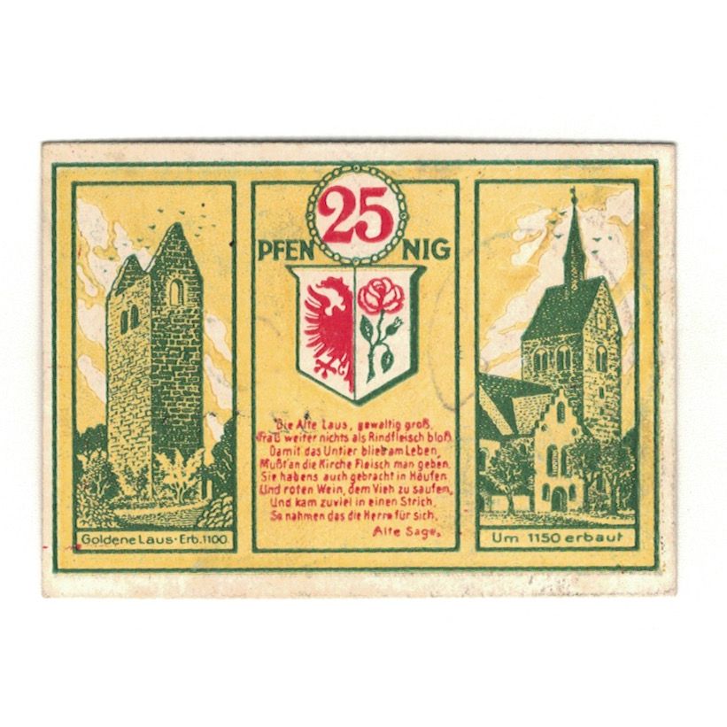 Banknote, Germany, Bismark Stadt, 25 Pfennig, personnage, 1920, 1920-12-31