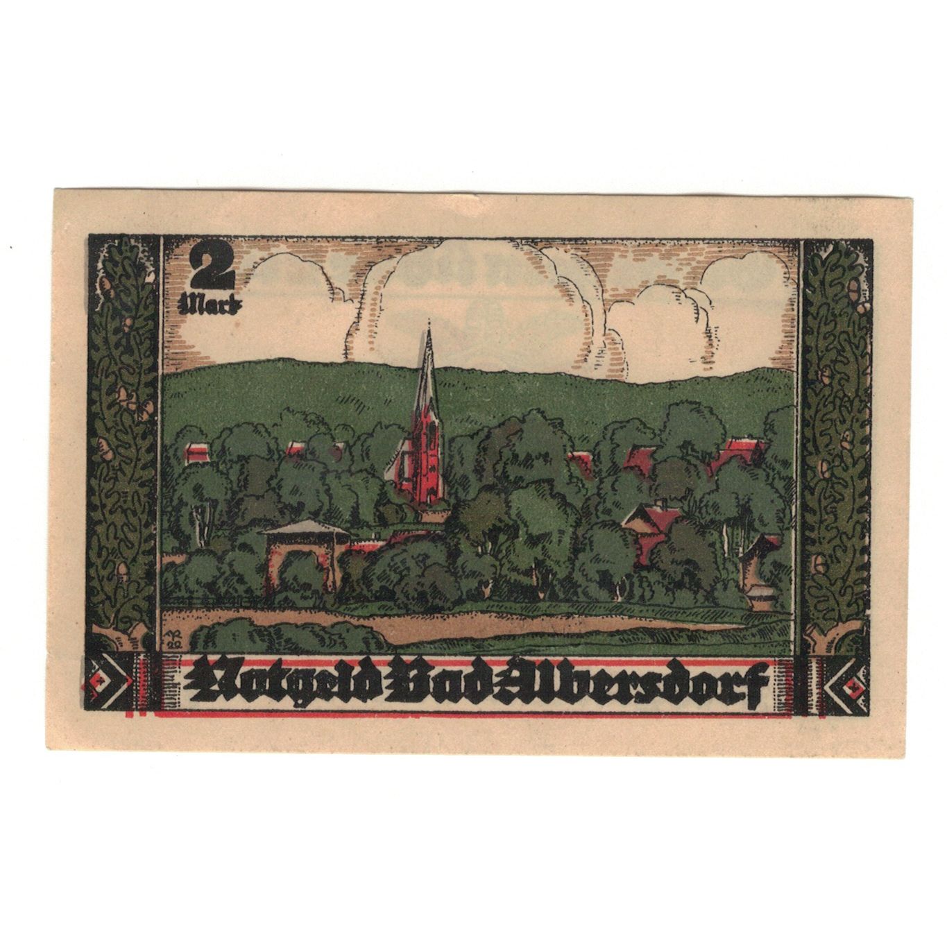 Banknote, Germany, Albersdorf Bad Gemeinde, 2 Mark, paysage, 1922, 1922-01-01