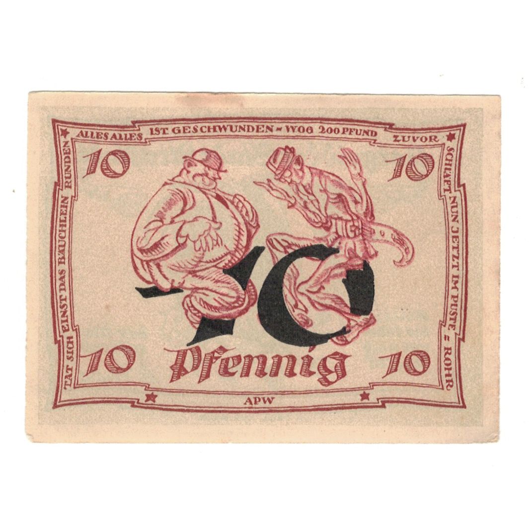 Banconote, Germania, Urnstadt, 10 Pfennig, personnage, 1921, SPL-, Mehl:43.1