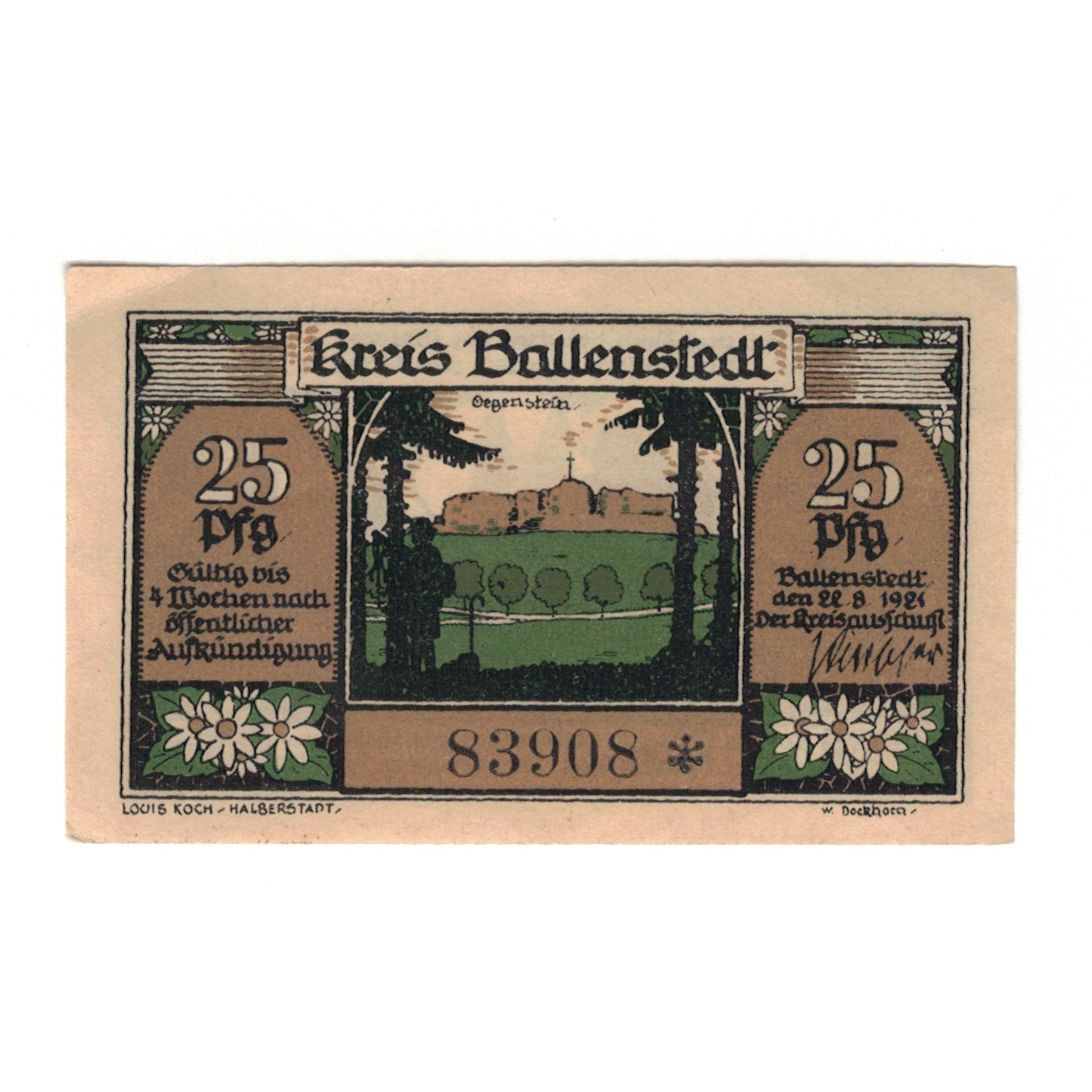 Banconote, Germania, Ballerstedt, 25 Pfennig, paysage 1, 1921, 1921-08-22, SPL-