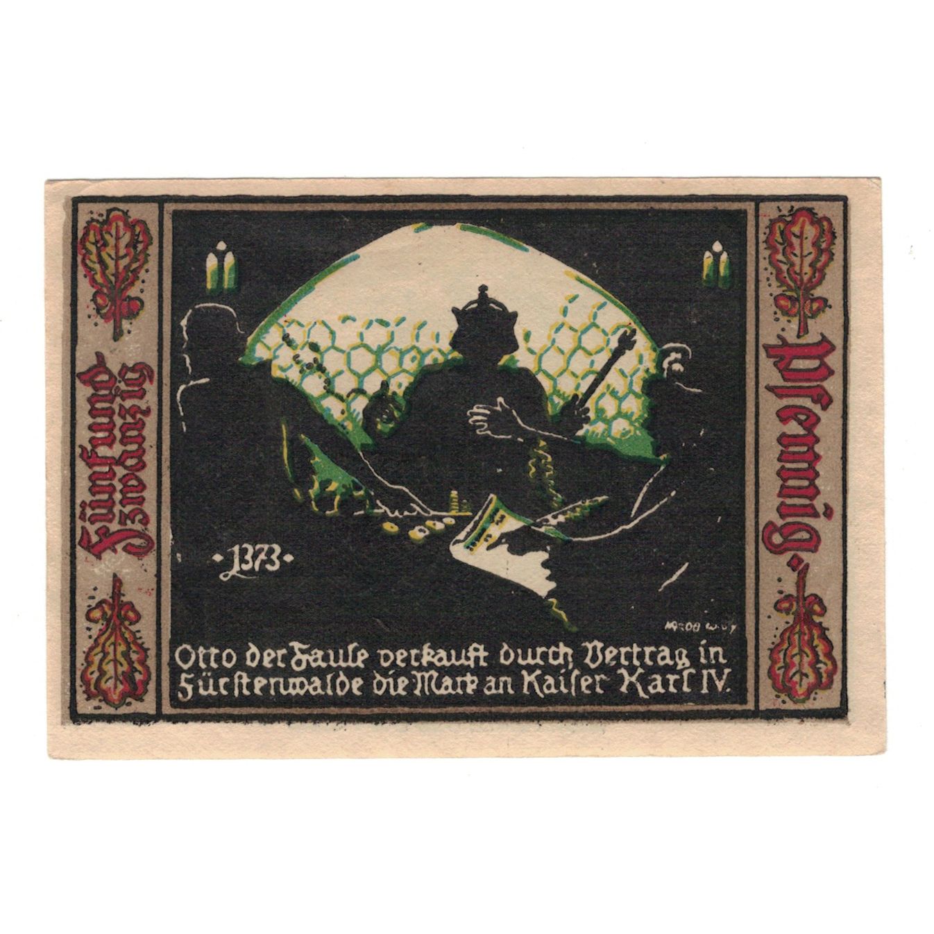 Banknot, Niemcy, Fürstenwalde Stadt, 25 Pfennig, personnage 1, 1921, AU(55-58)