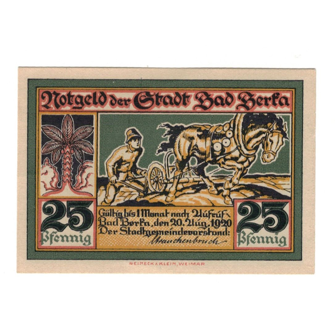 Banknot, Niemcy, Berka Bad Stadt, 25 Pfennig, Cheval 1, 1920, 1920-08-20