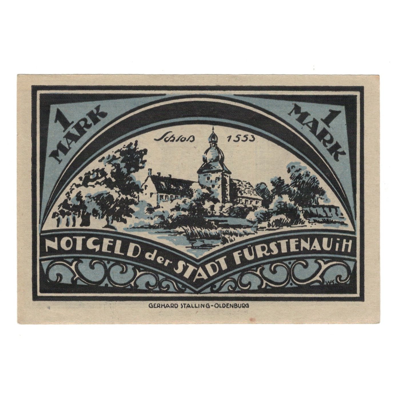 Banknot, Niemcy, Fürstenau Stadt, 1 Mark, paysage, 1921, 1921-12-06, AU(55-58)