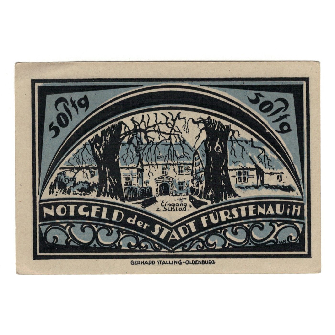 Banknot, Niemcy, Fürstenau Stadt, 50 Pfennig, paysage, 1921, 1921-12-06