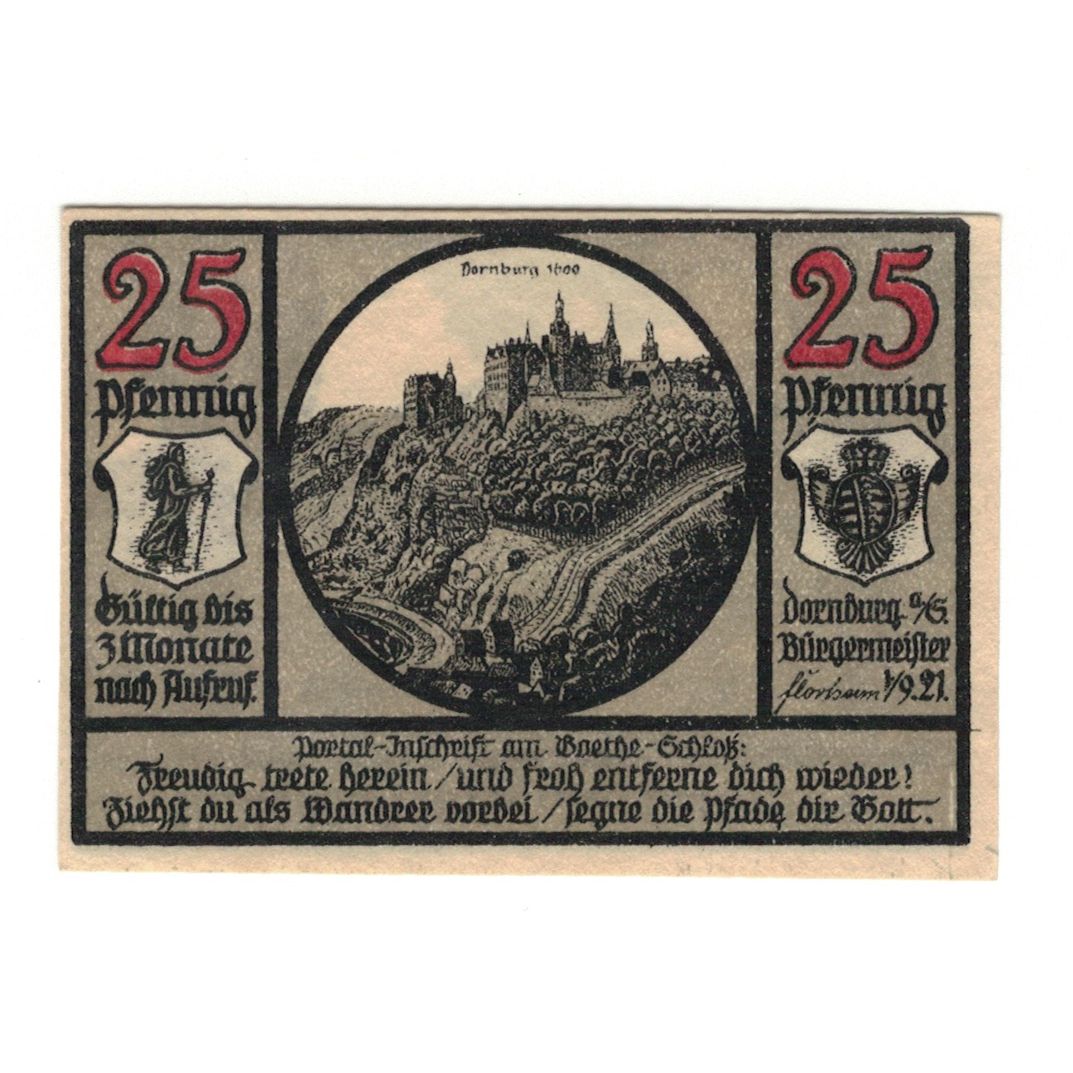 Banknot, Niemcy, Dornburg Stadt, 25 Pfennig, paysage, 1921, 1921-09-01