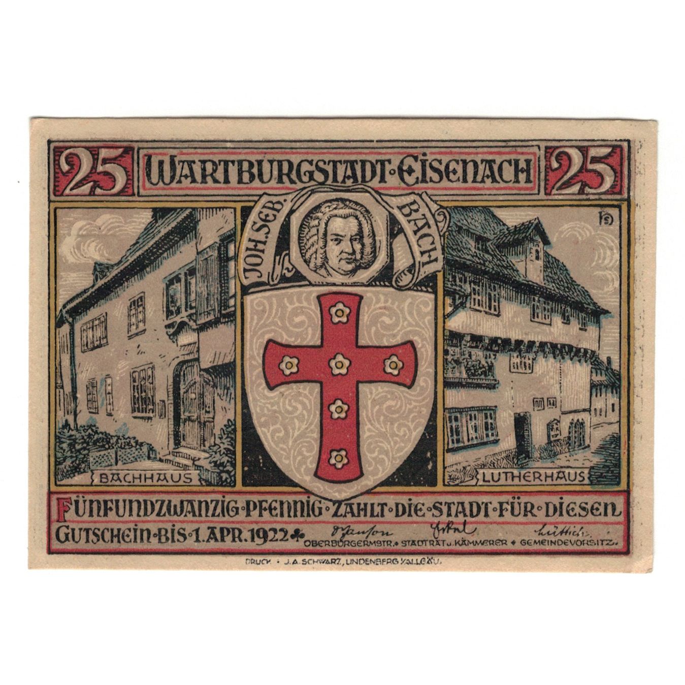 Geldschein, Deutschland, Eisenach Stadt, 25 Pfennig, personnage, 1922