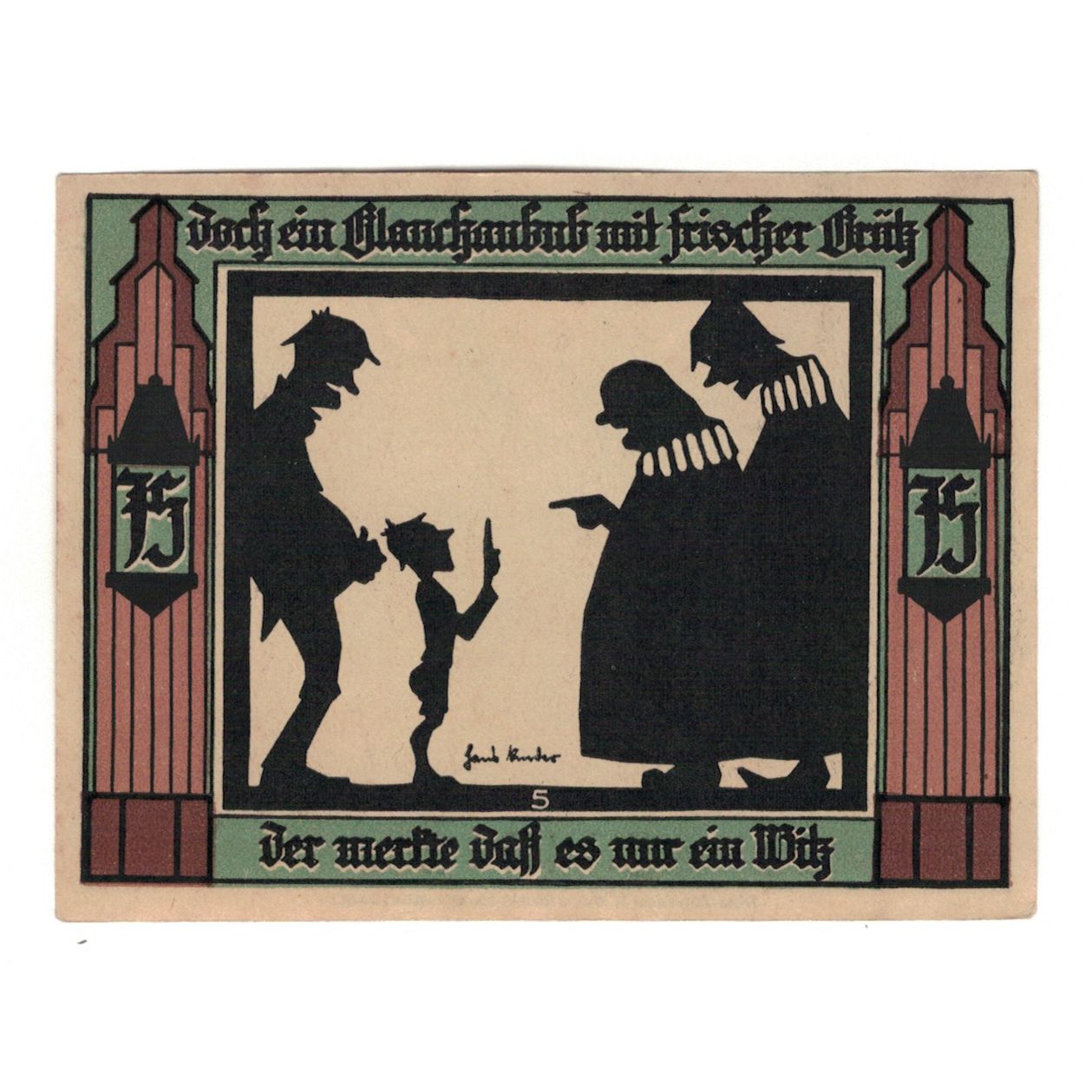 Banknot, Niemcy, Glauchau Stadt, 50 Pfennig, personnage, 1921, 1921-05-01
