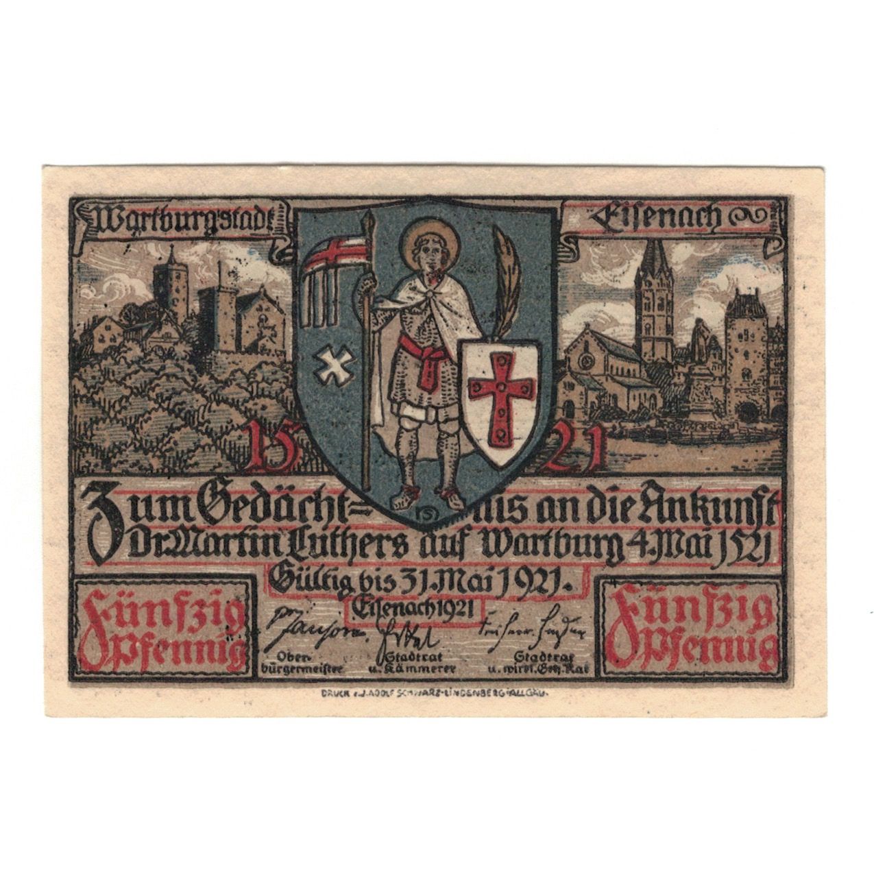 Geldschein, Deutschland, Eisenach Stadt, 50 Pfennig, personnage 4, 1921