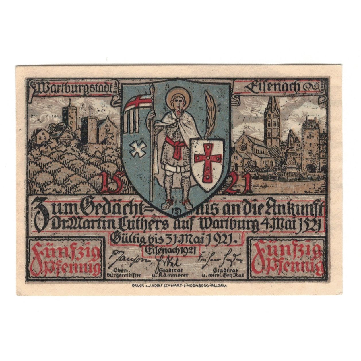 Banknot, Niemcy, Eisenach Stadt, 50 Pfennig, personnage 6, 1921, 1921-05-31