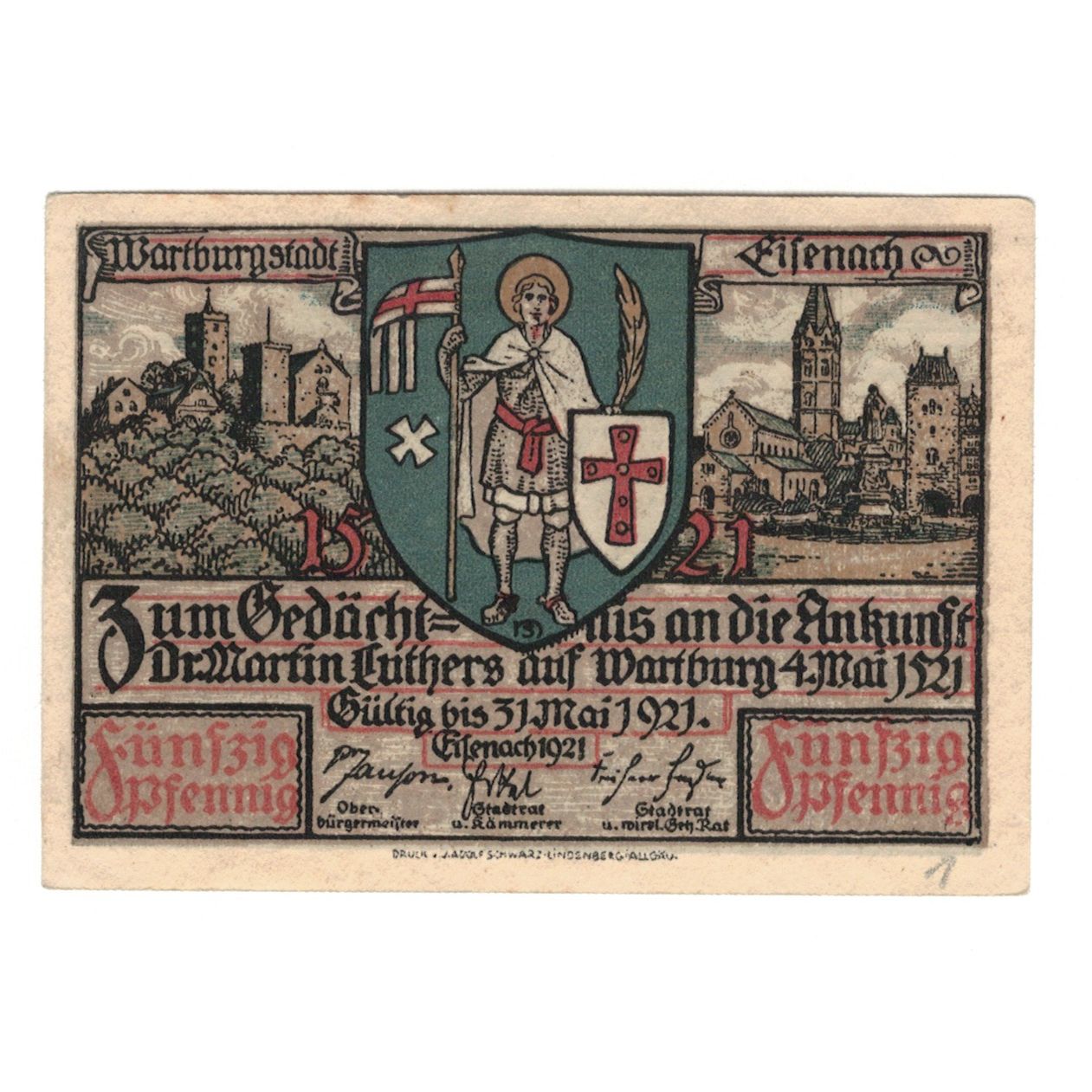 Banknot, Niemcy, Eisenach Stadt, 50 Pfennig, personnage 7, 1921, 1921-05-31