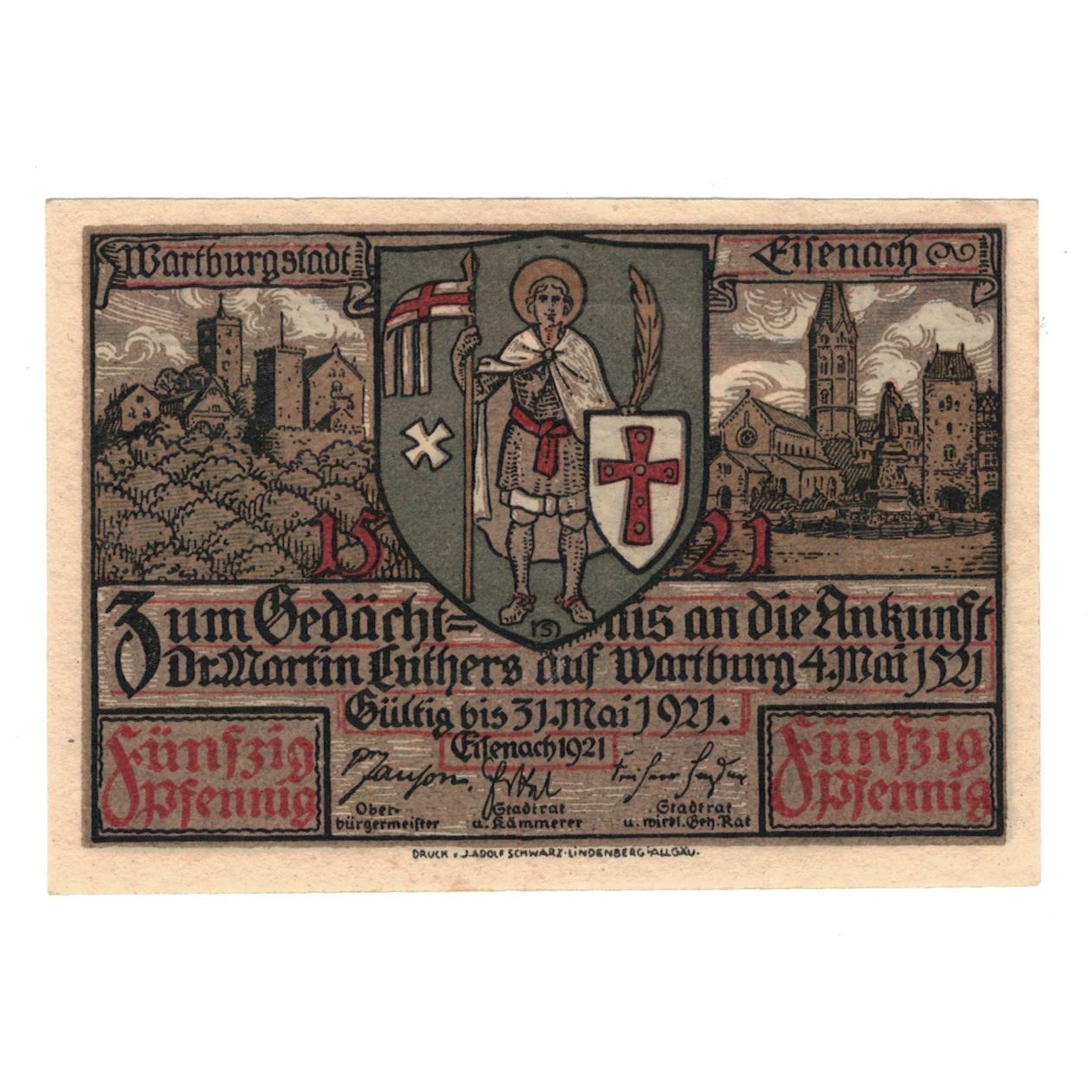 Banknot, Niemcy, Eisenach Stadt, 50 Pfennig, Village 3, 1921, 1921-05-31