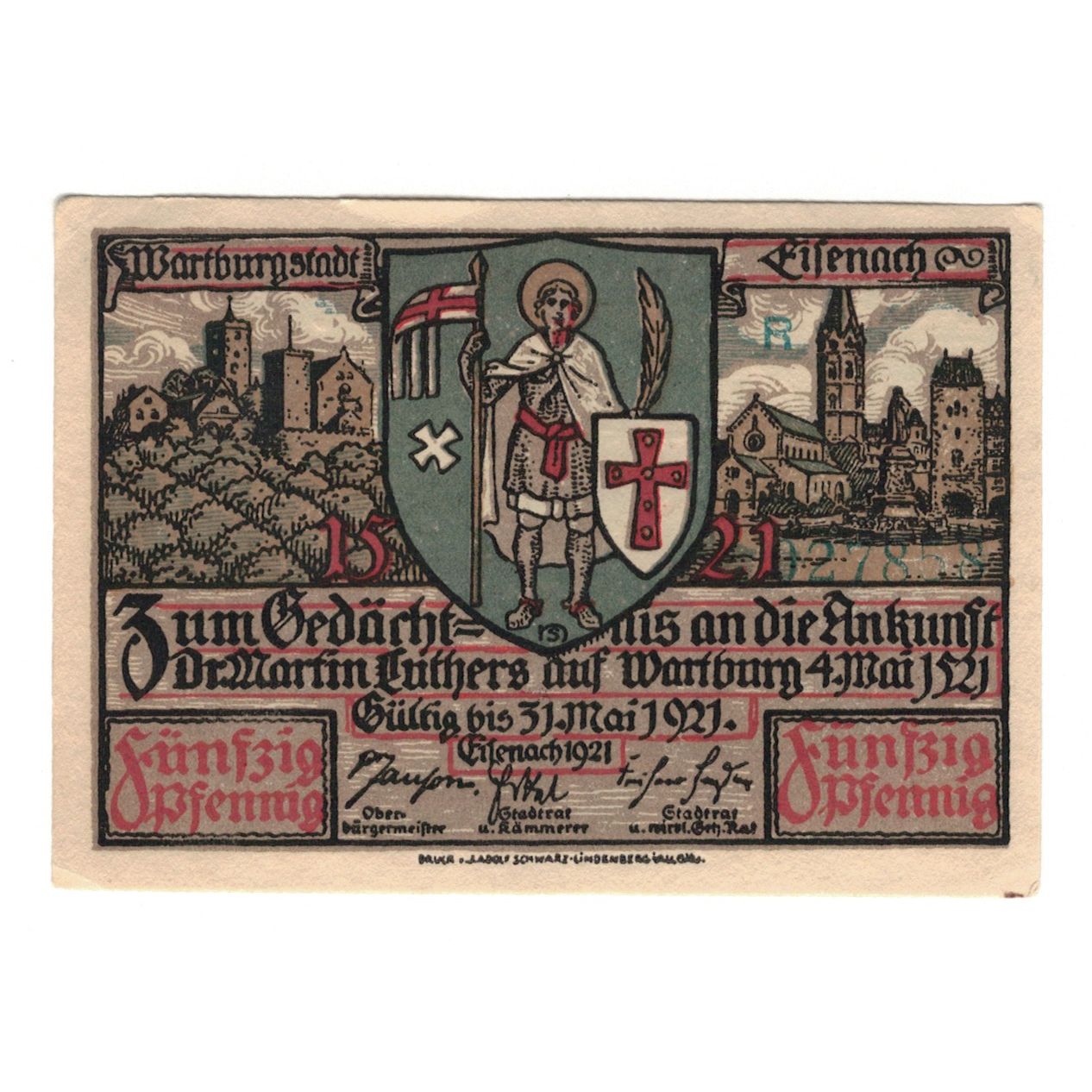 Geldschein, Deutschland, Eisenach Stadt, 50 Pfennig, Village 7, 1921