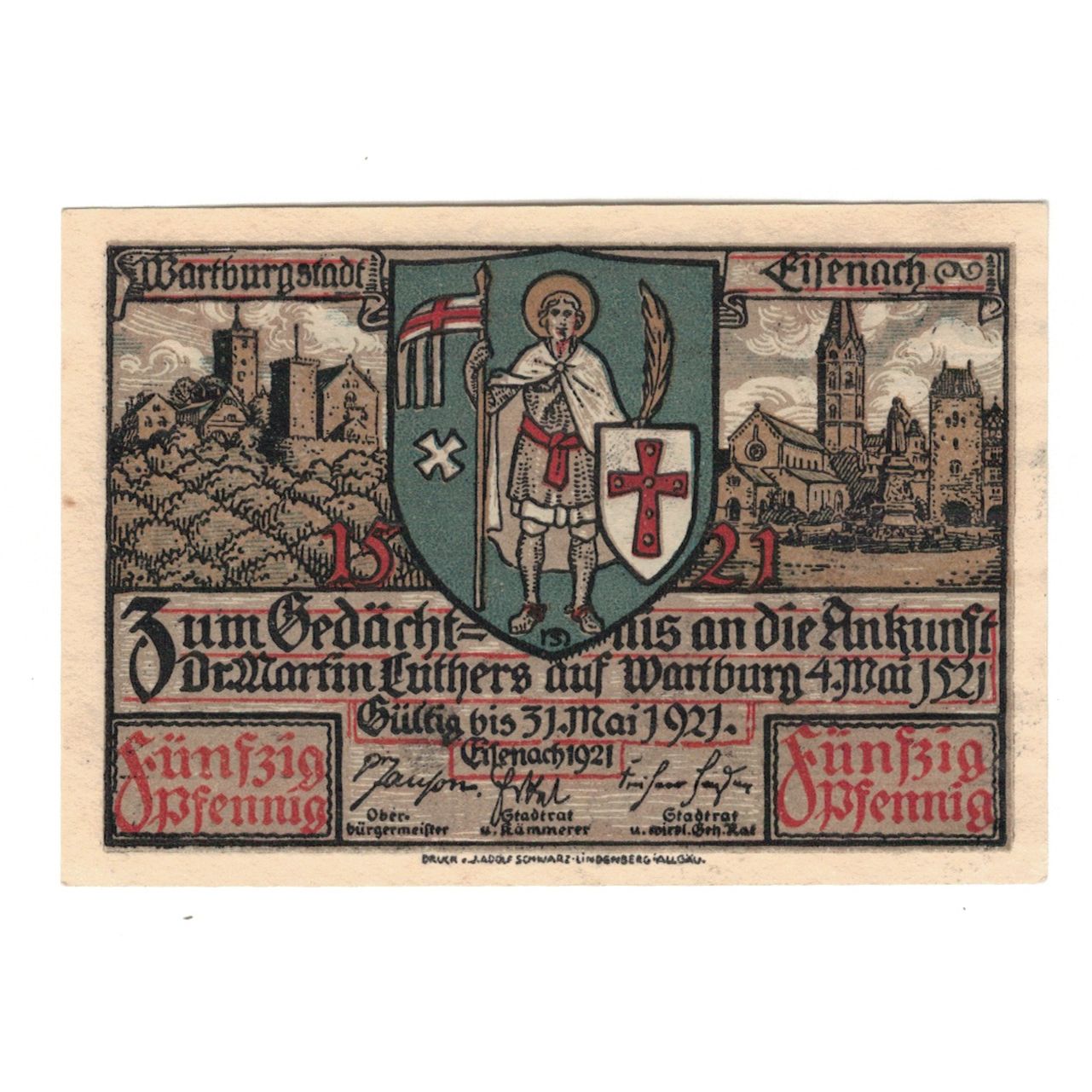 Banknot, Niemcy, Eisenach Stadt, 50 Pfennig, village, 1921, 1921-05-31