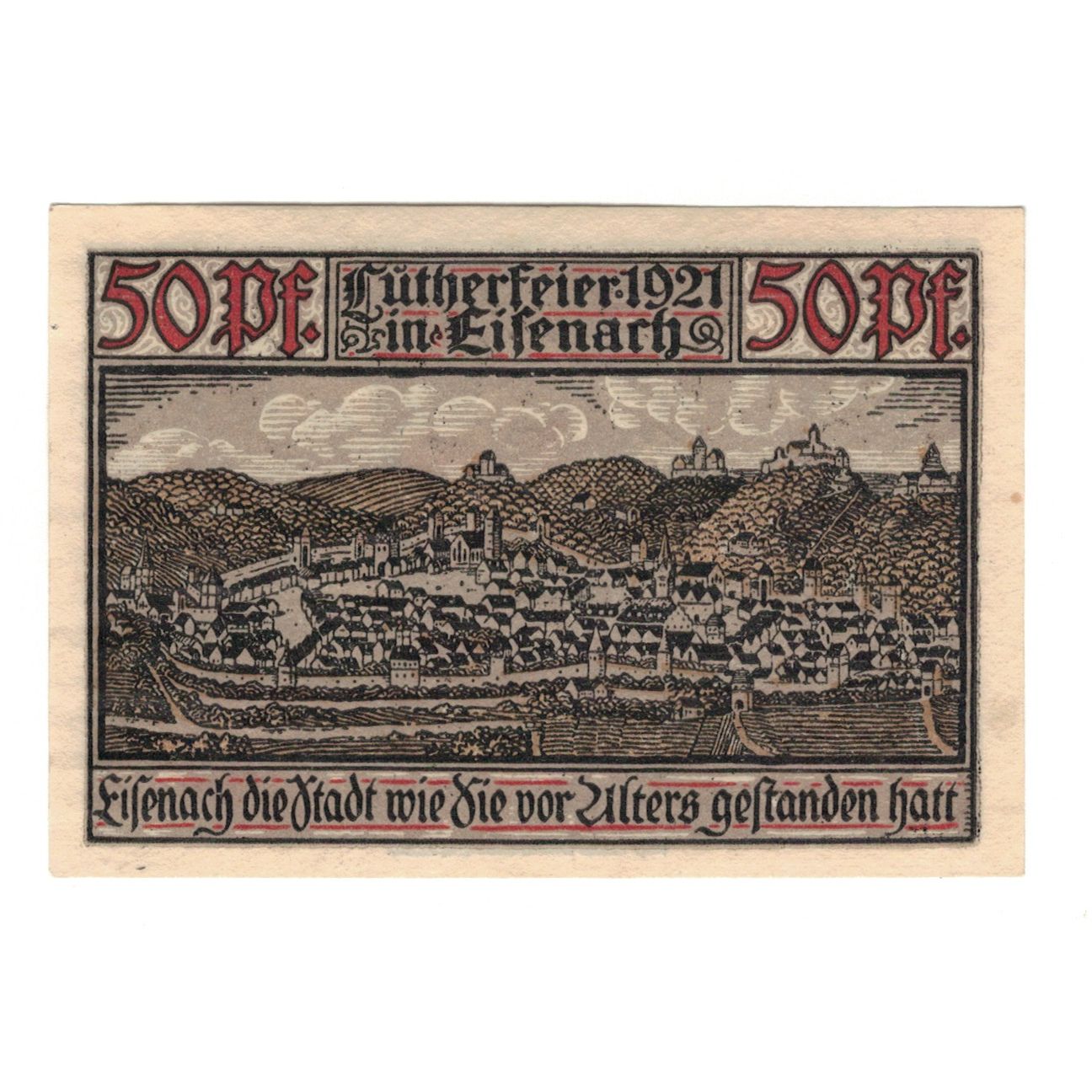Banknot, Niemcy, Eisenach Stadt, 50 Pfennig, village, 1921, 1921-05-31