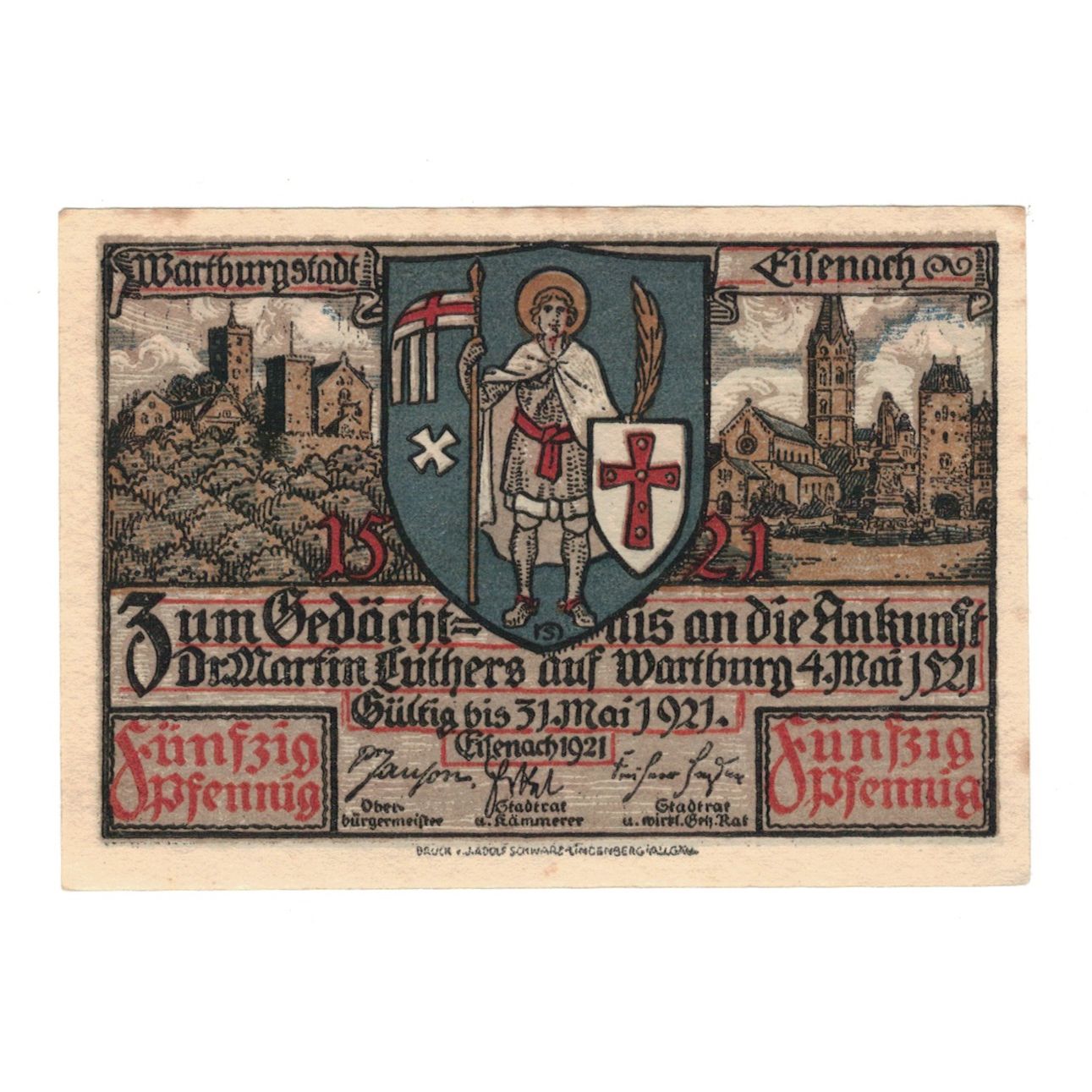 Banknot, Niemcy, Eisenach Stadt, 50 Pfennig, village 1, 1921, 1921-05-31