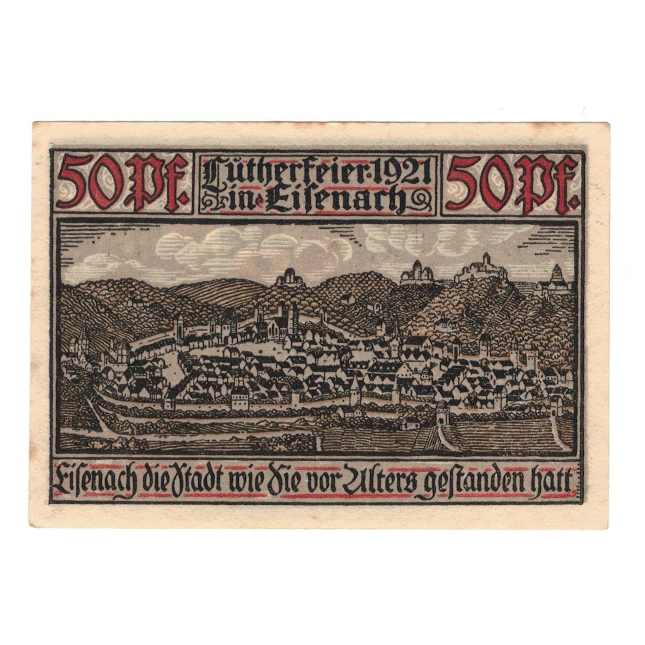Banknot, Niemcy, Eisenach Stadt, 50 Pfennig, village 1, 1921, 1921-05-31