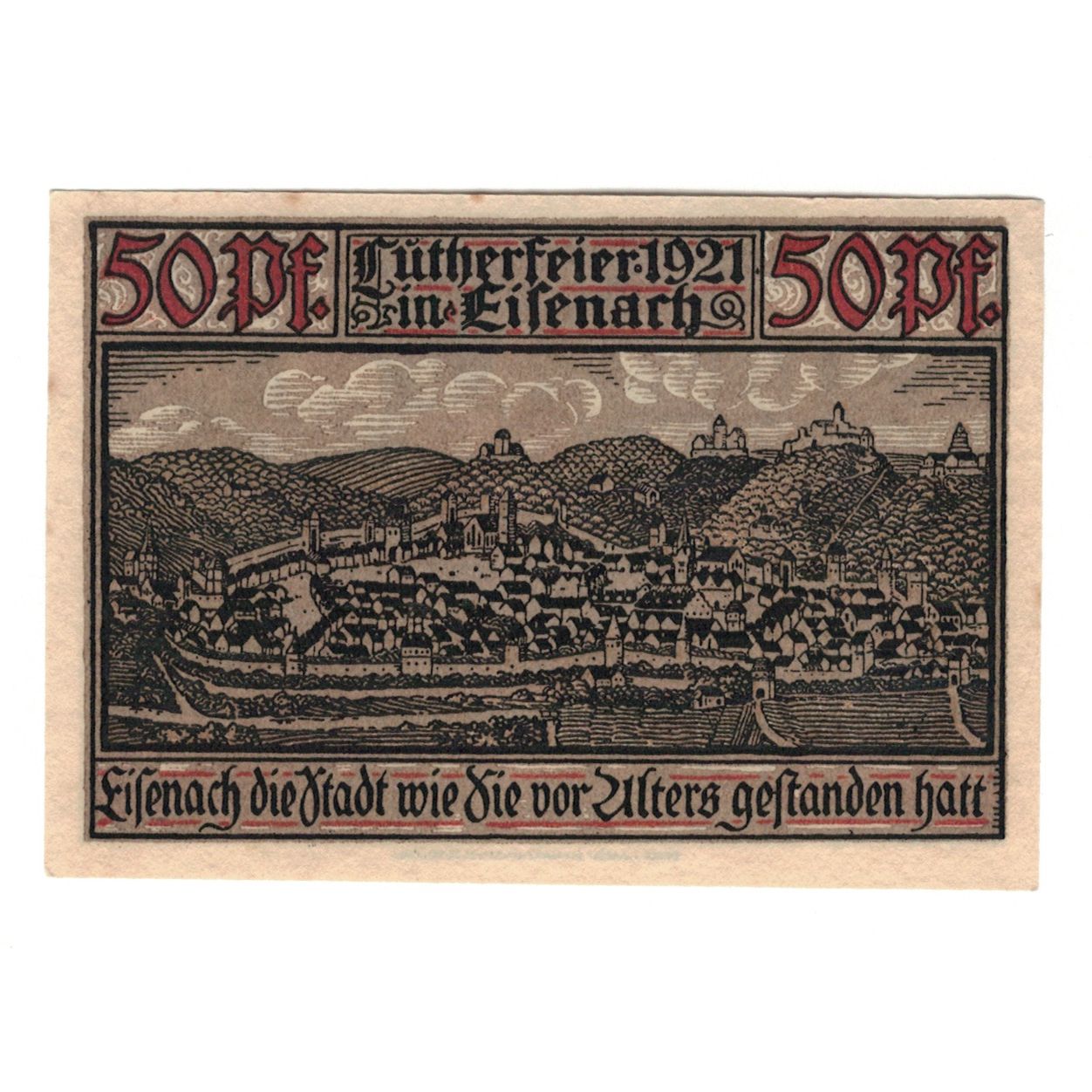 Banknot, Niemcy, Eisenach Stadt, 50 Pfennig, Village 3, 1921, 1921-05-31