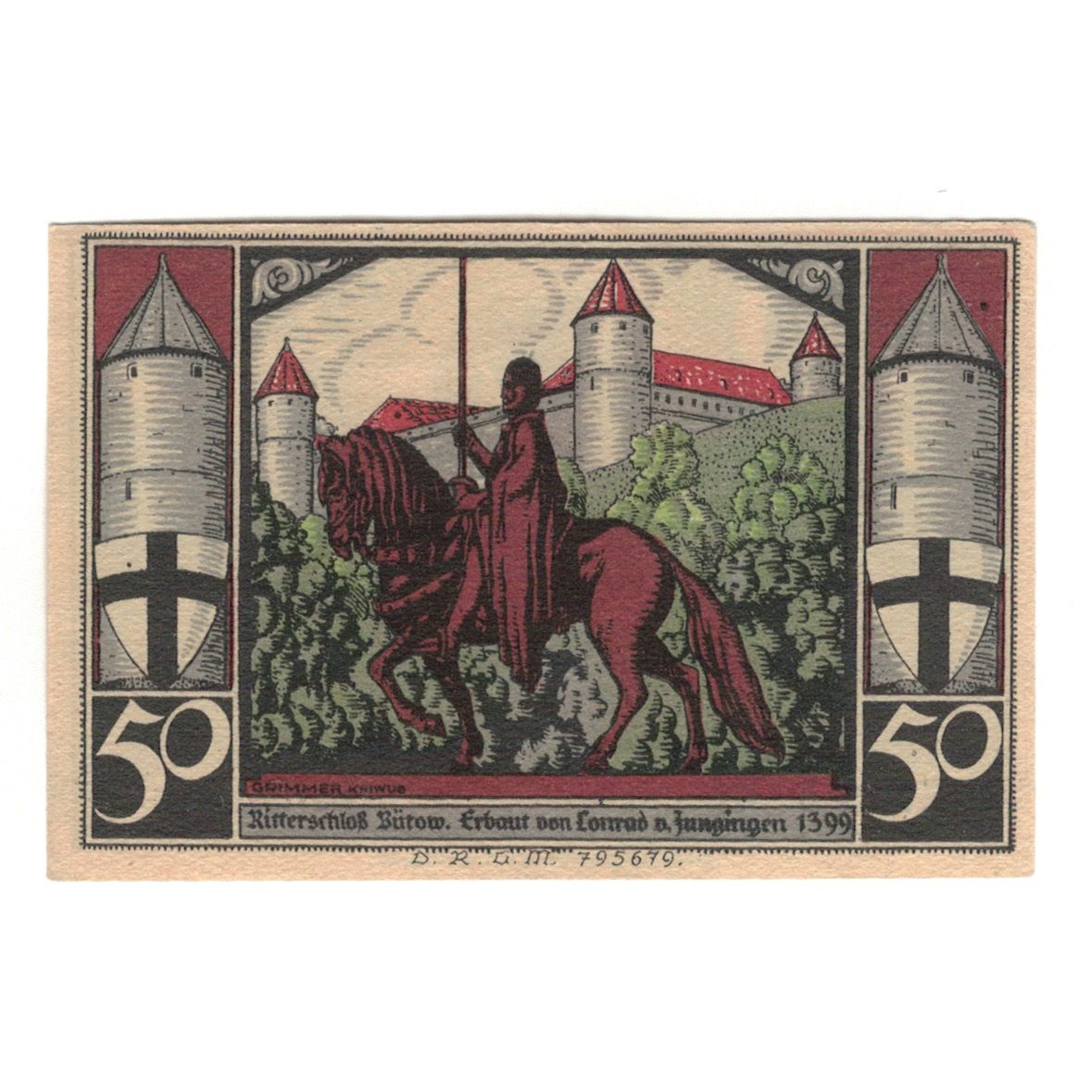 Geldschein, Deutschland, Bütow, 50 Pfennig, personnage, 1922, VZ+, Mehl:204.1b