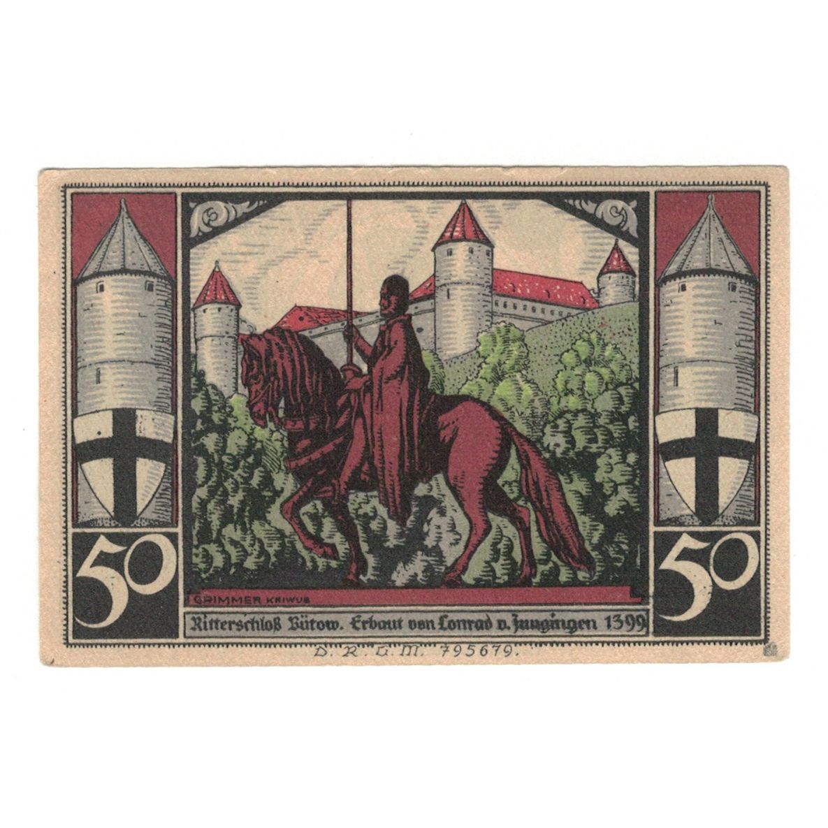 Banknot, Niemcy, Bütow, 50 Pfennig, personnage 2, 1922, UNC(60-62), Mehl:204.1b