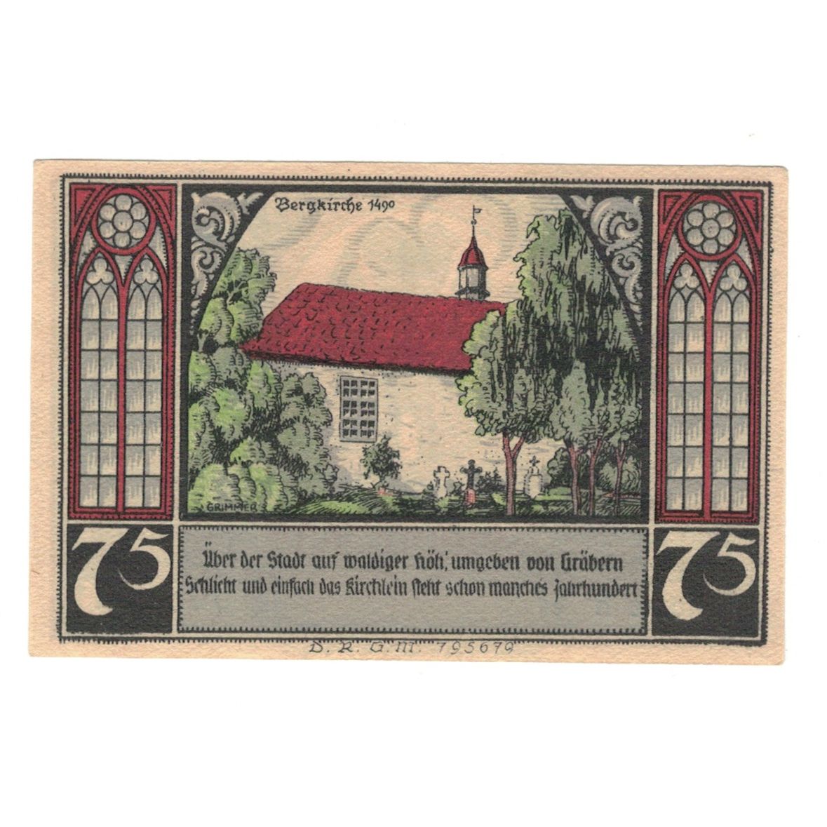 Banknot, Niemcy, Bütow, 75 Pfennig, Maison, 1922, UNC(60-62), Mehl:204.1b