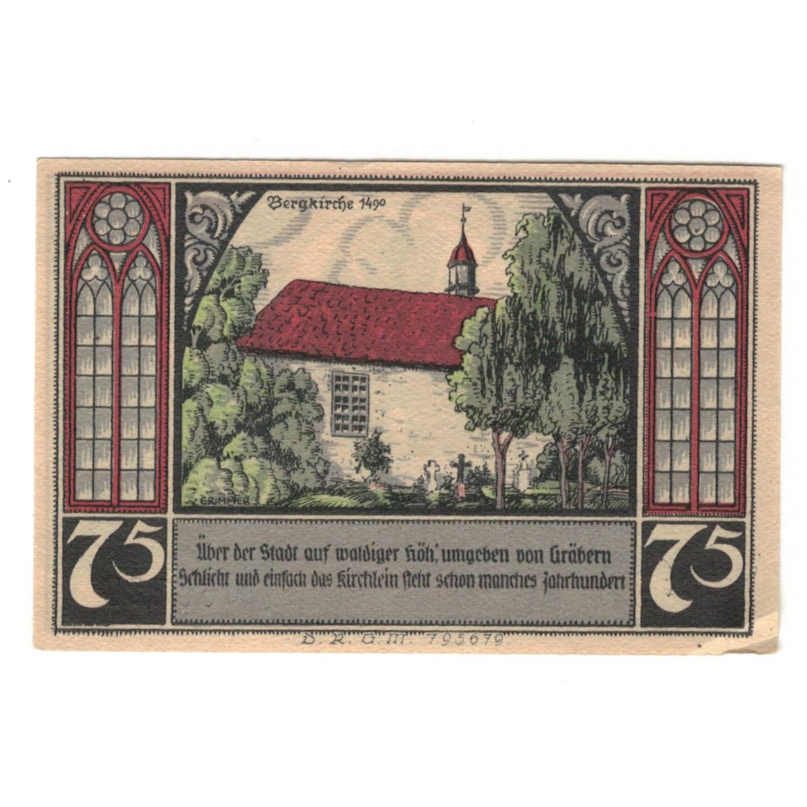 Banknot, Niemcy, Bütow, 75 Pfennig, maison 1, 1922, UNC(60-62), Mehl:204.1b