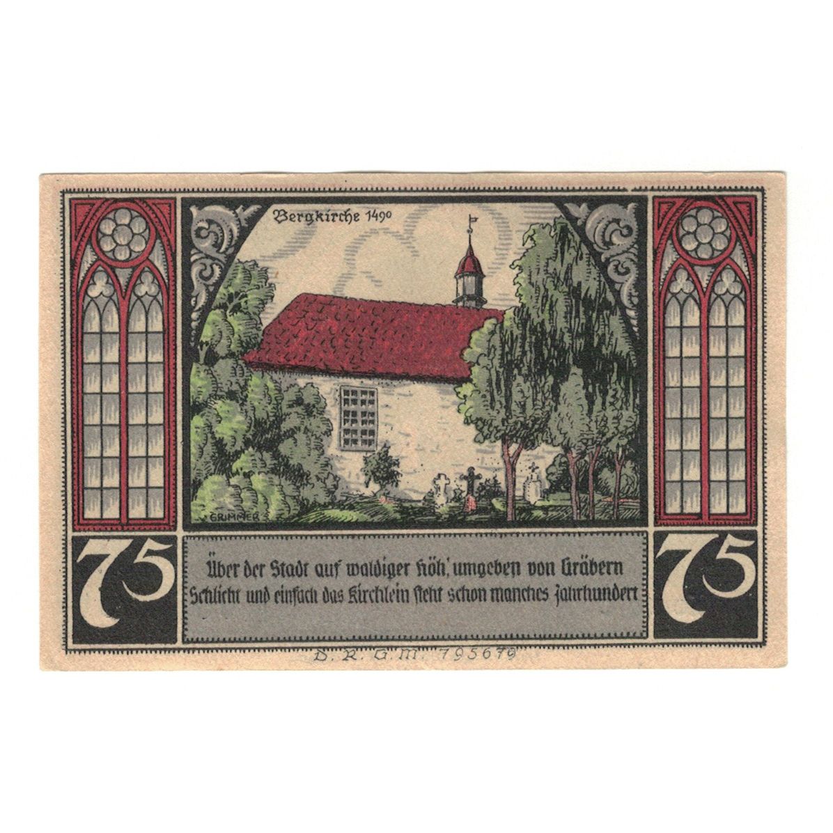 Geldschein, Deutschland, Bütow, 75 Pfennig, maison 2, 1922, VZ+, Mehl:204.1b