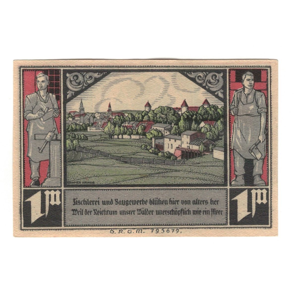 Banknot, Niemcy, Bütow, 1 Mark, village 1, 1922, UNC(60-62), Mehl:204.1b