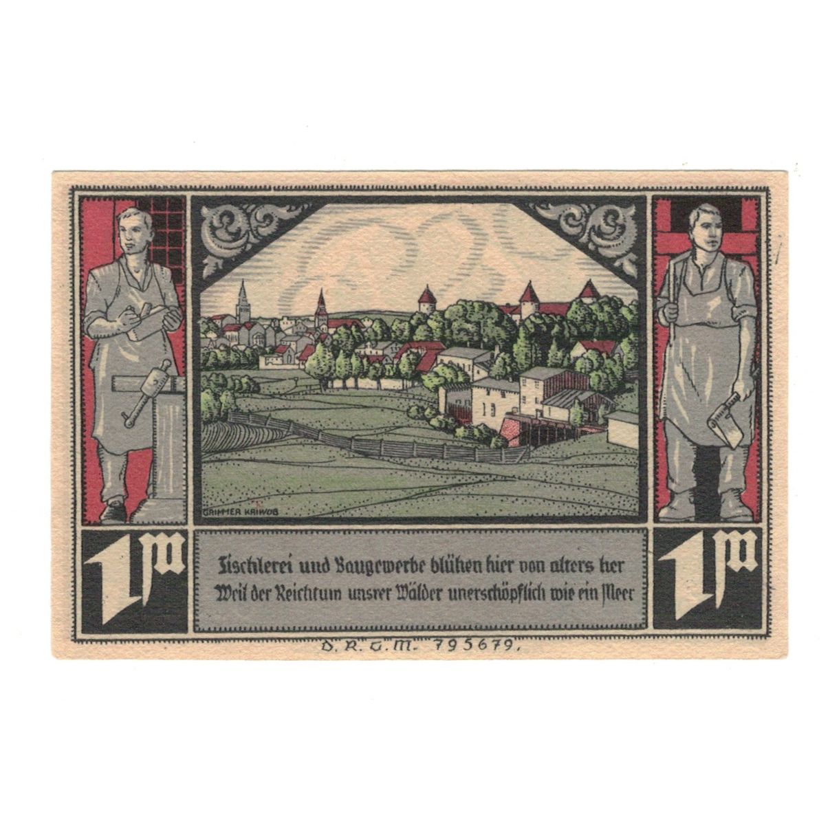 Banknot, Niemcy, Bütow, 1 Mark, village 2, 1922, UNC(60-62), Mehl:204.1b
