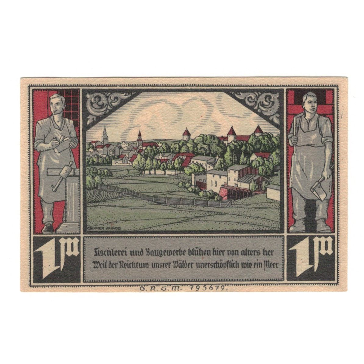 Banknot, Niemcy, Bütow, 1 Mark, Village 3, 1922, UNC(60-62), Mehl:204.1b