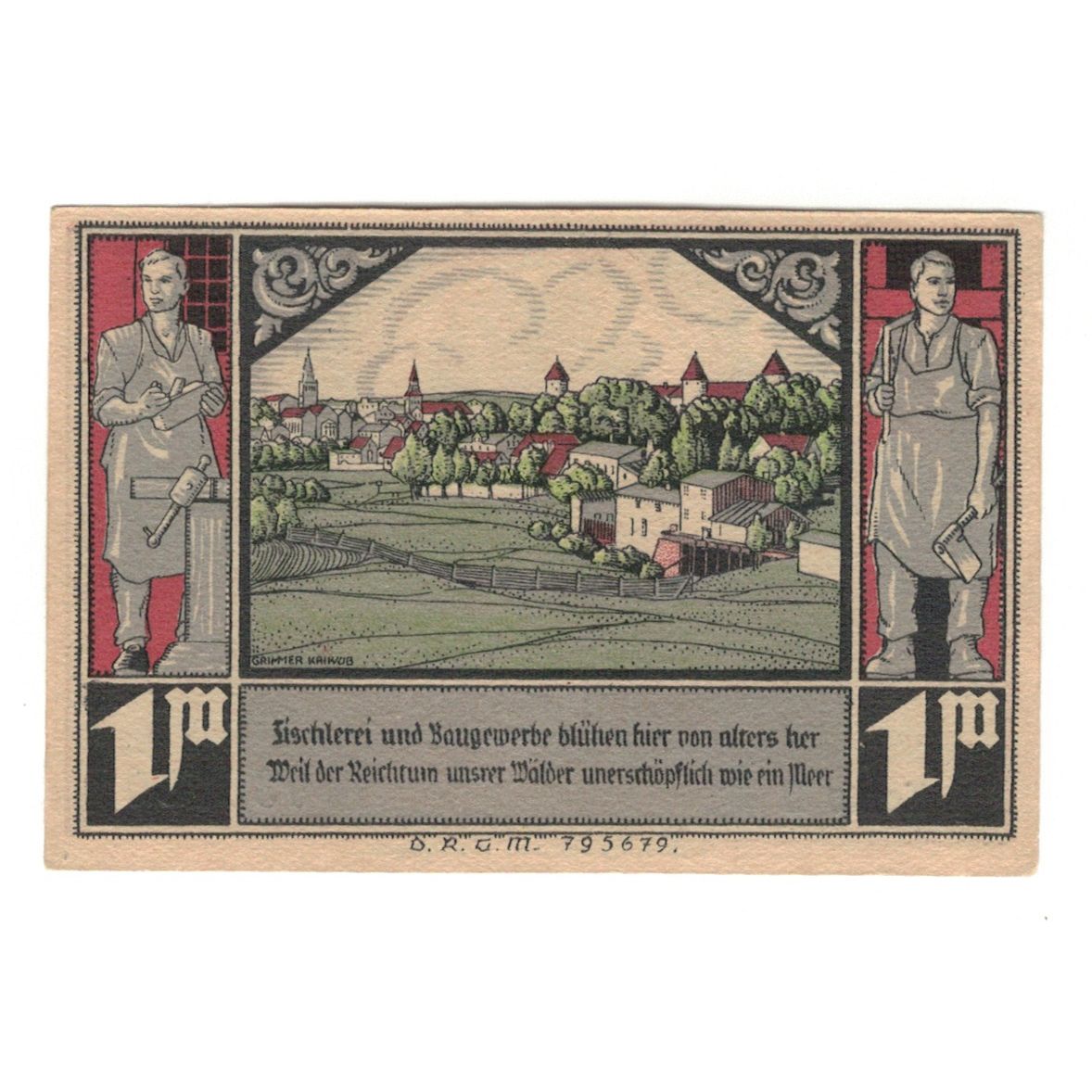 Banknot, Niemcy, Bütow, 1 Mark, Village 4, 1922, UNC(60-62), Mehl:204.1b