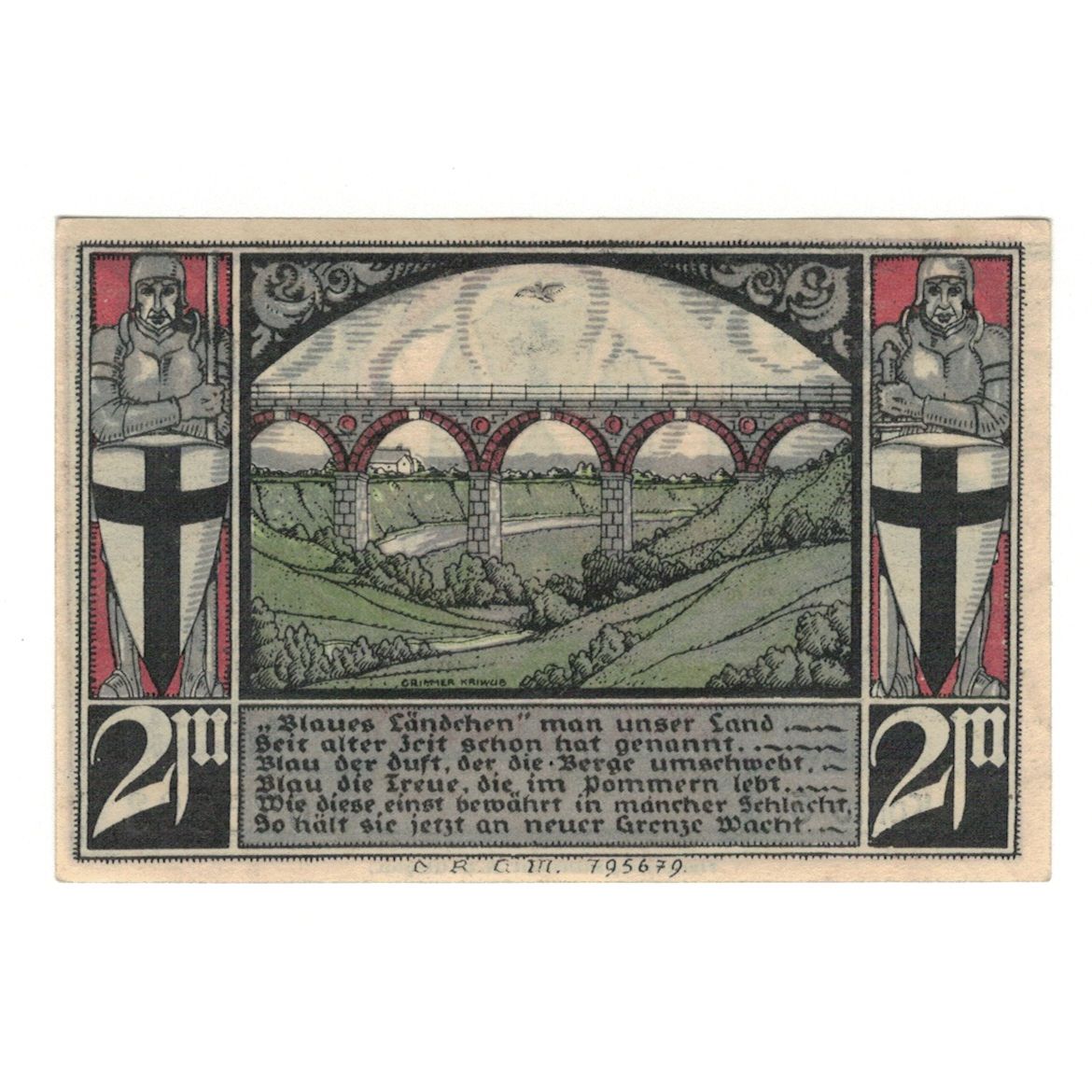 Banknot, Niemcy, Bütow, 2 Mark, pont 1, 1922, UNC(60-62), Mehl:204.1b