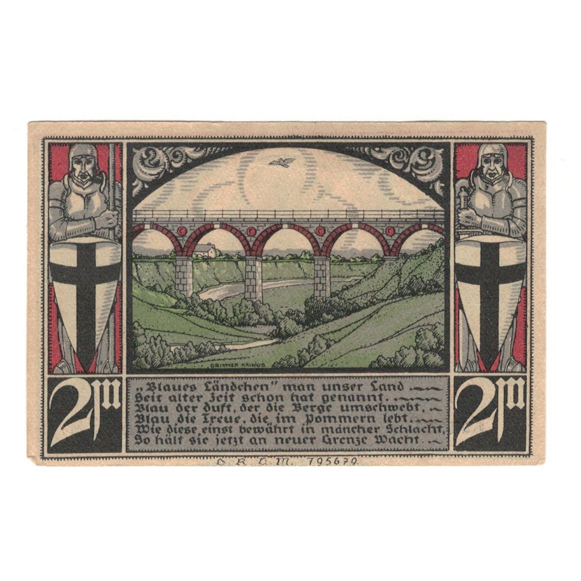 Banknot, Niemcy, Bütow, 2 Mark, Pont 4, 1922, UNC(60-62), Mehl:204.1b