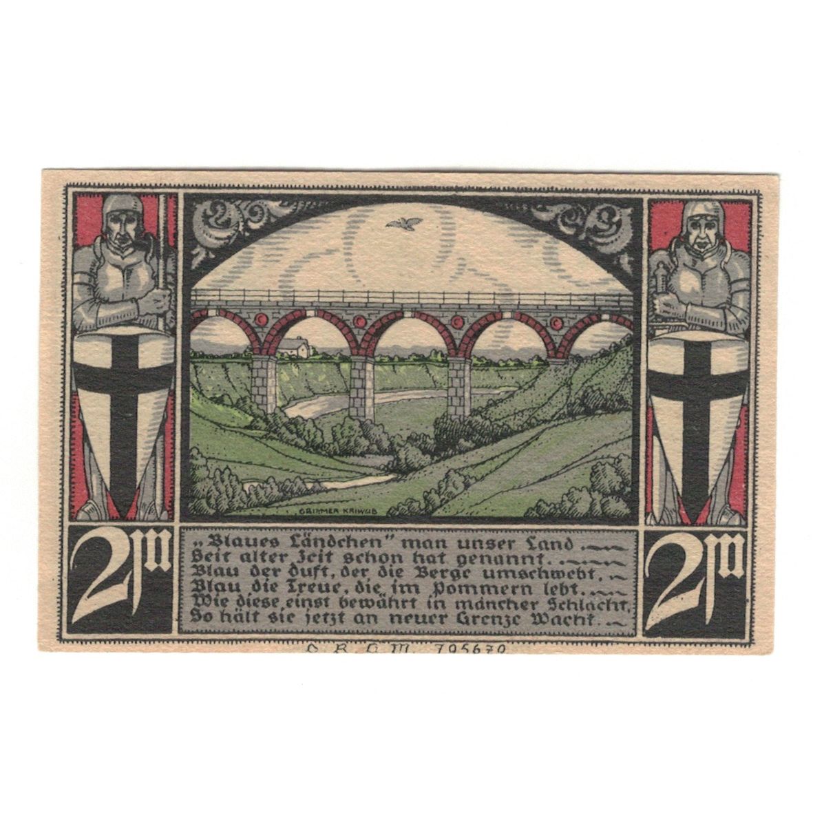 Banknot, Niemcy, Bütow, 2 Mark, Pont 5, 1922, UNC(60-62), Mehl:204.1b