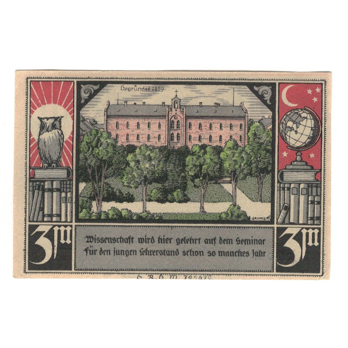 Banknot, Niemcy, Bütow, 3 Mark, batiment 2, 1922, UNC(60-62), Mehl:204.1b