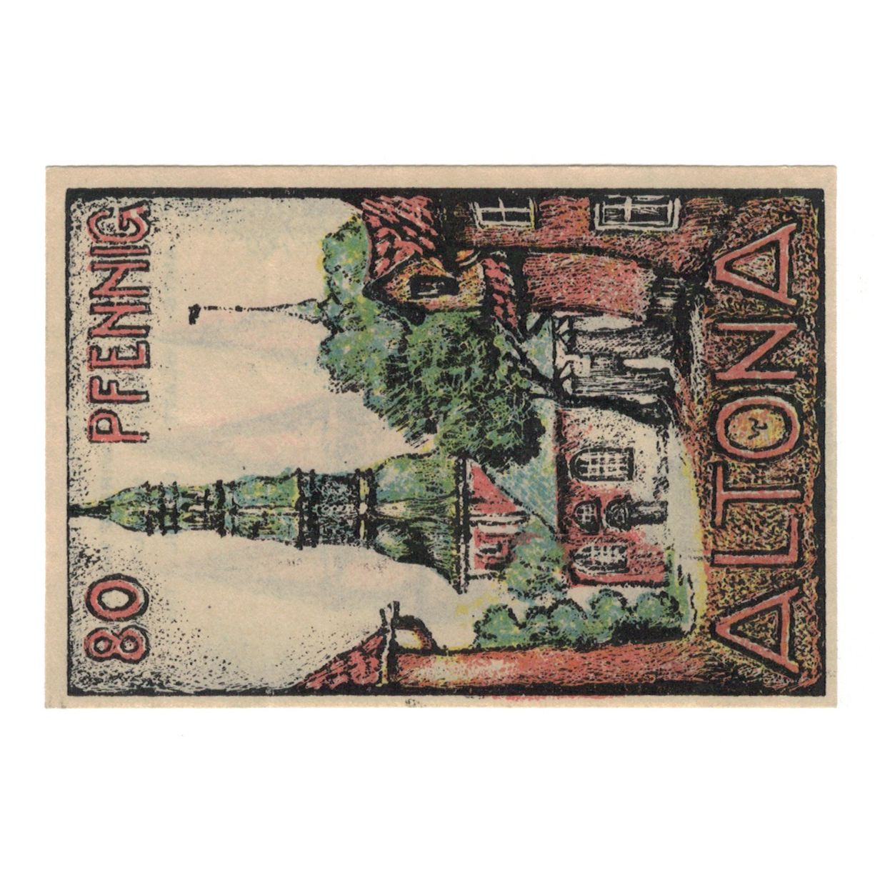 Geldschein, Deutschland, Altona Stadt, 80 Pfennig, Maison, 1921, 1921-12-12