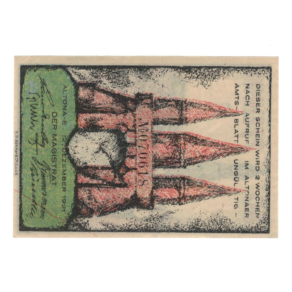 Geldschein, Deutschland, Altona Stadt, 80 Pfennig, Maison, 1921, 1921-12-12