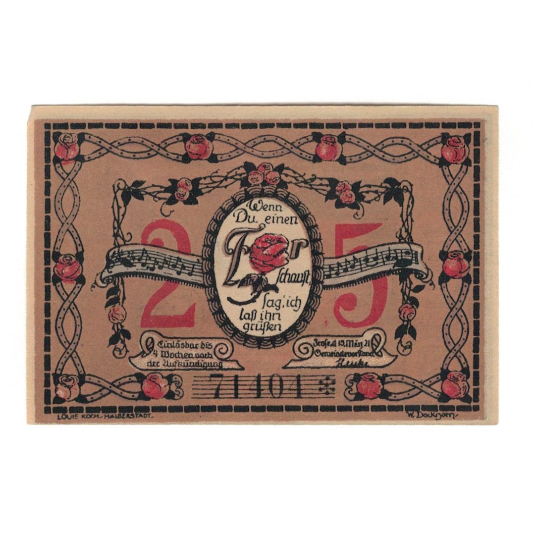Banknot, Niemcy, Frose Gemeinde, 25 Pfennig, village 1, 1921, 1921-03-15