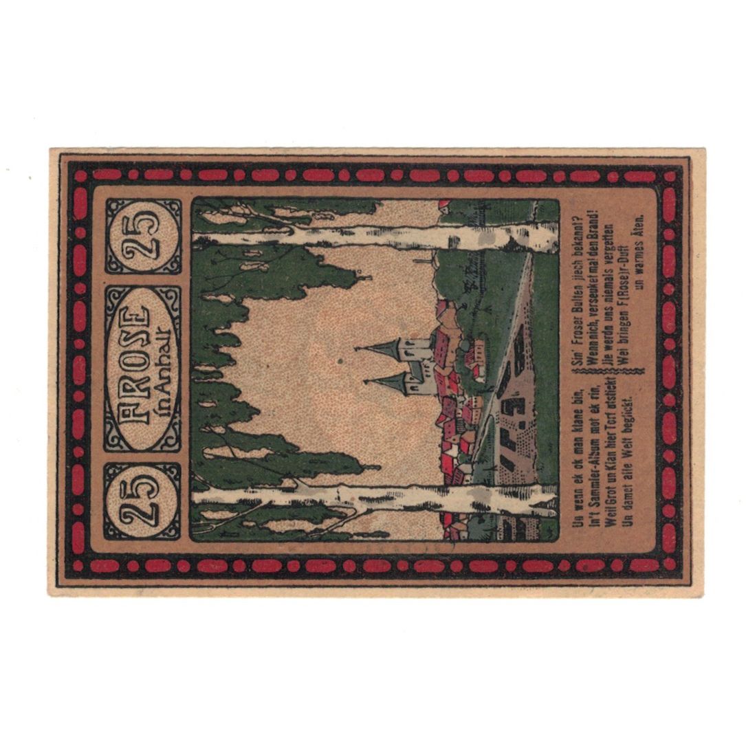 Banknot, Niemcy, Frose Gemeinde, 25 Pfennig, village 2, 1921, 1921-03-15