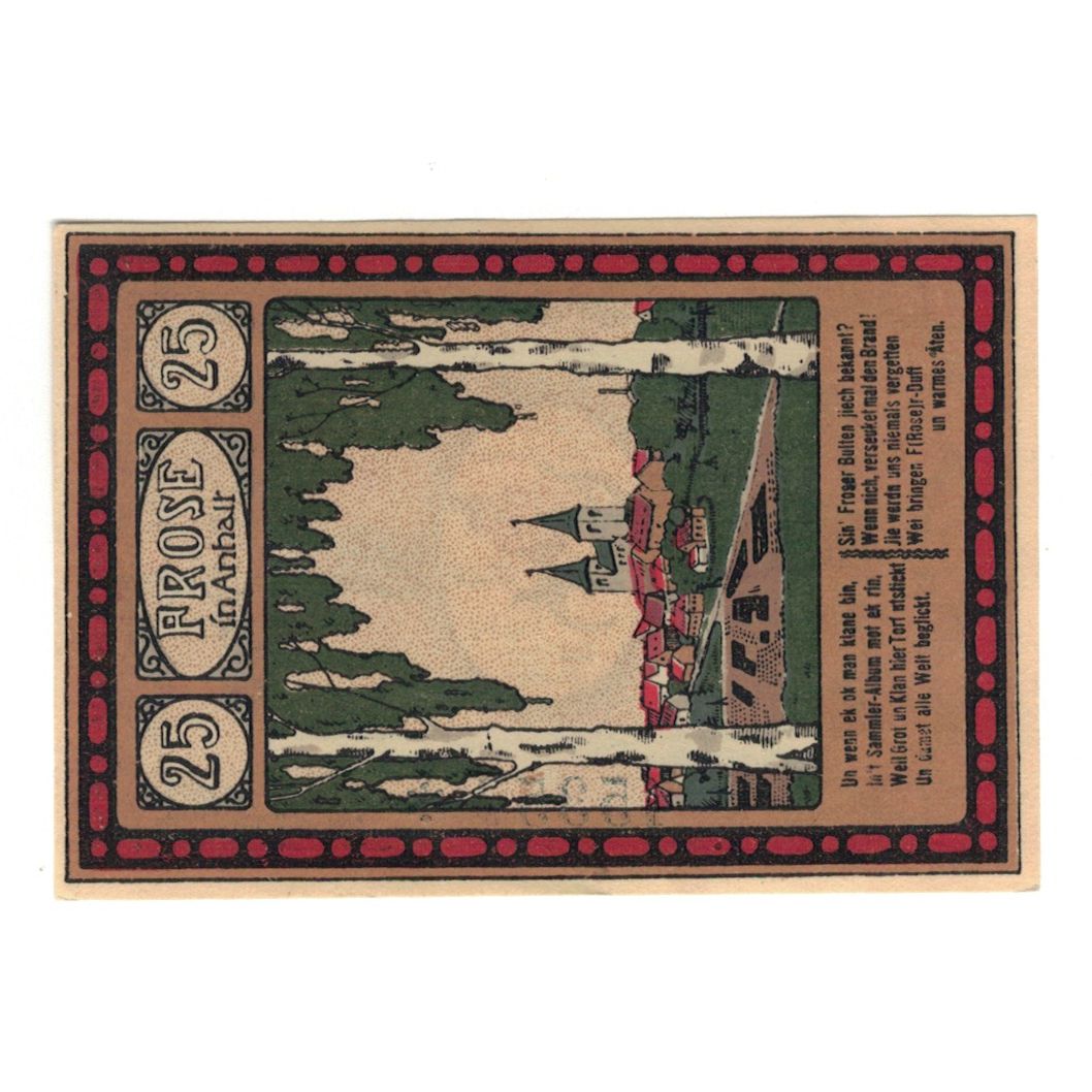 Banknot, Niemcy, Frose Gemeinde, 25 Pfennig, Village 3, 1921, 1921-03-15