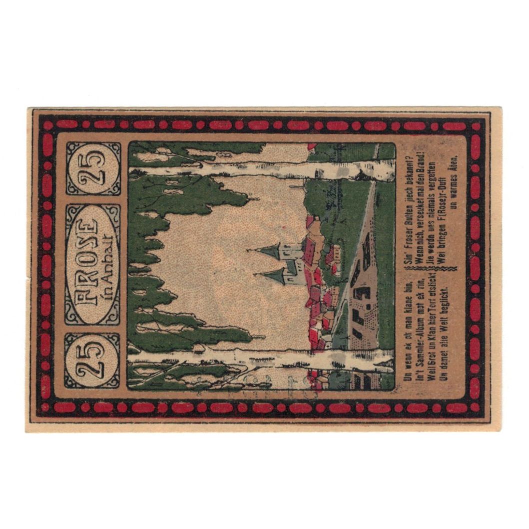 Banknot, Niemcy, Frose Gemeinde, 25 Pfennig, Village 4, 1921, 1921-03-15