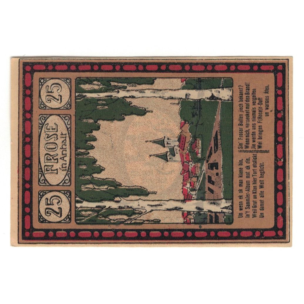 Banknot, Niemcy, Frose Gemeinde, 25 Pfennig, Village 5, 1921, 1921-03-15