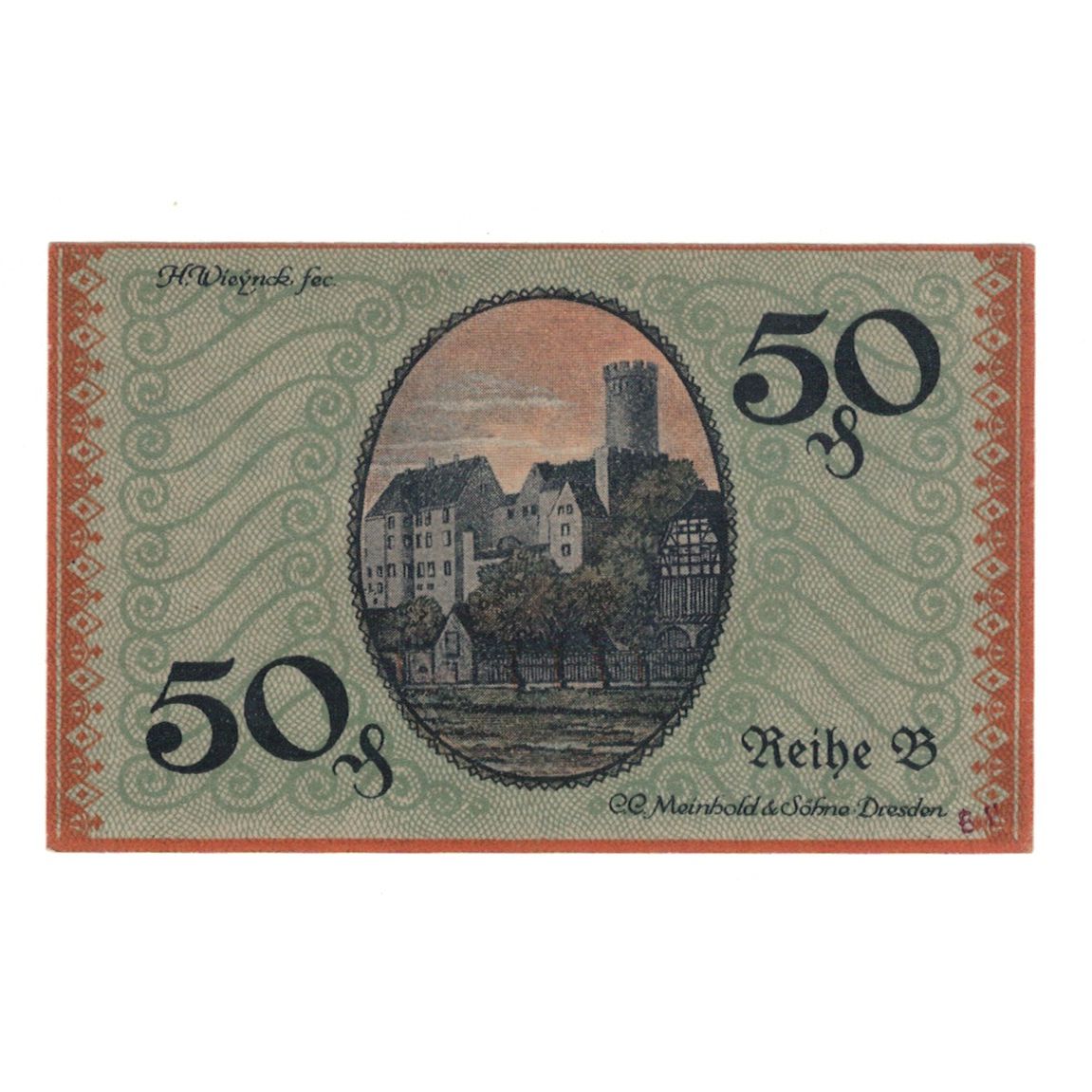 Billete, Alemania, Borna Amtshauptmannschaft, 50 Pfennig, Village 4, 1919