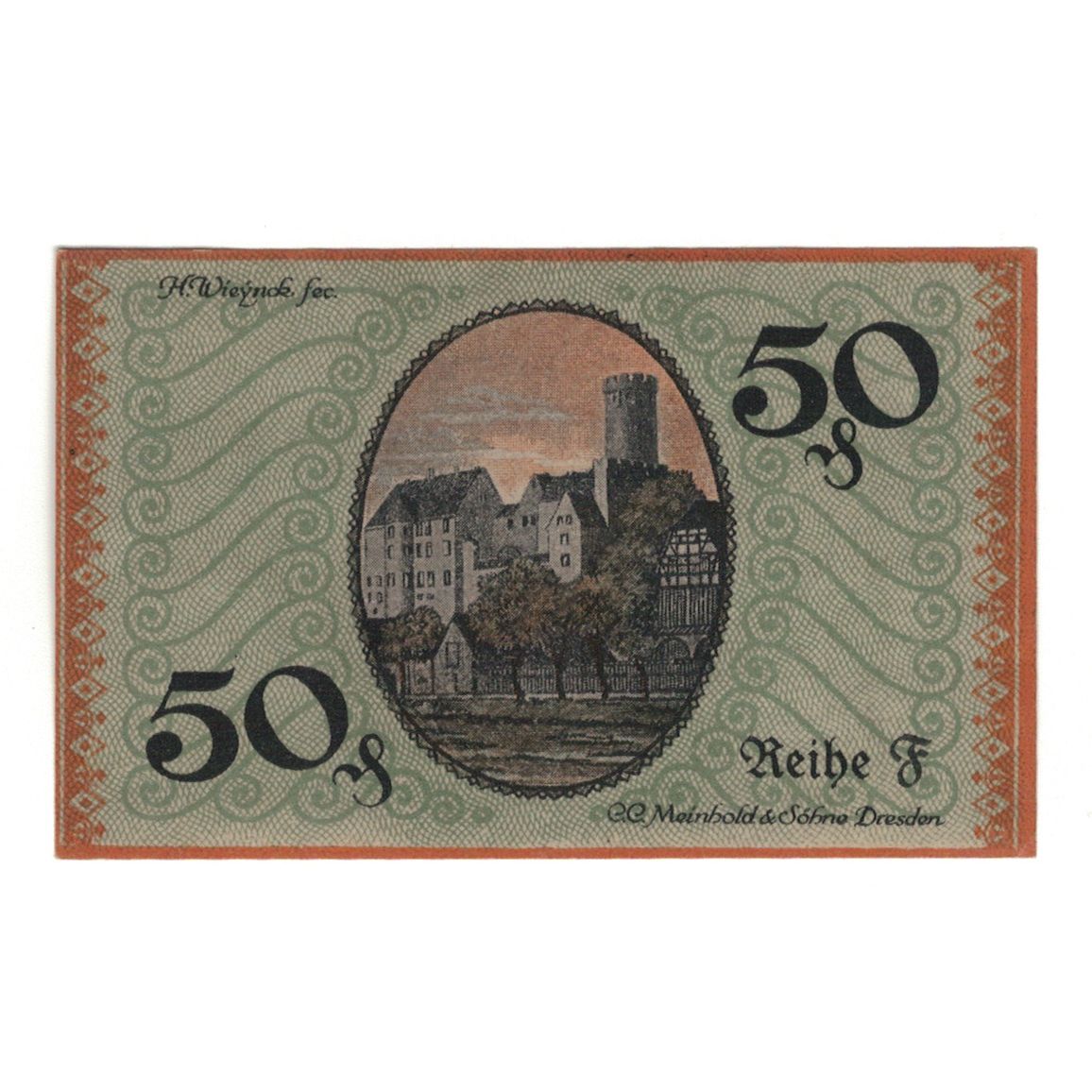 Banknot, Niemcy, Borna Amtshauptmannschaft, 50 Pfennig, Village 5, 1919