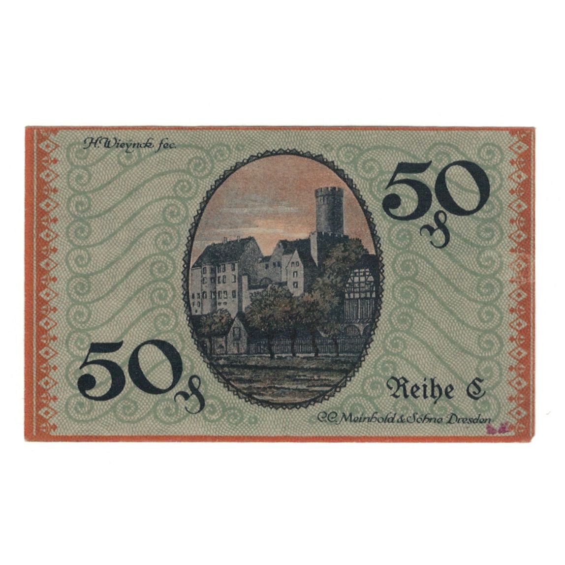 Banknot, Niemcy, Borna Amtshauptmannschaft, 50 Pfennig, Village 6, 1919